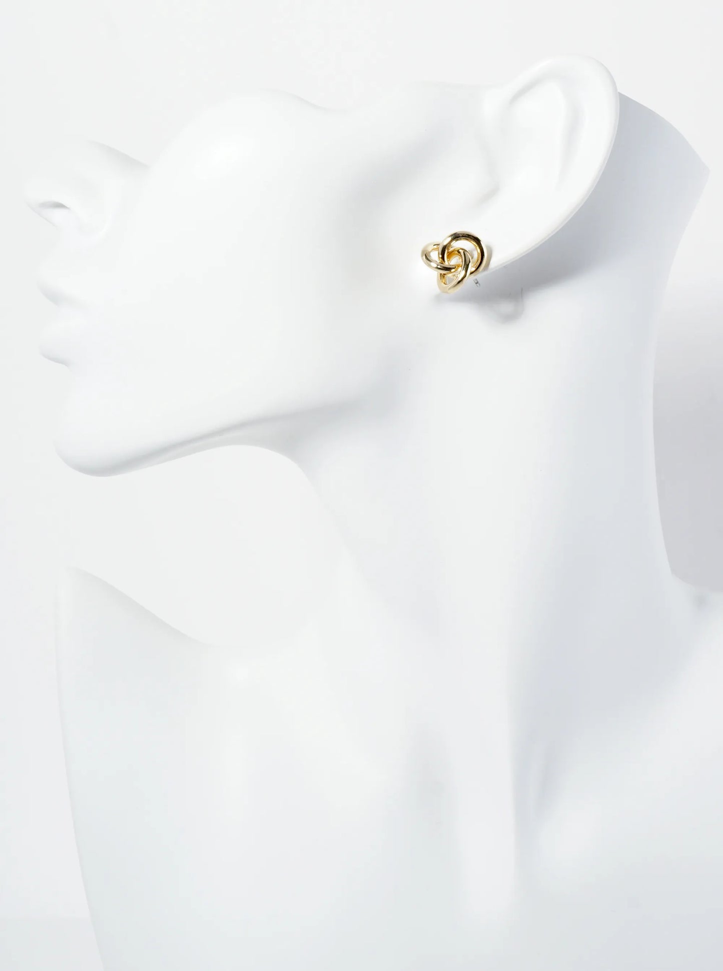 Polished Metal Love Knot Stud Earrings