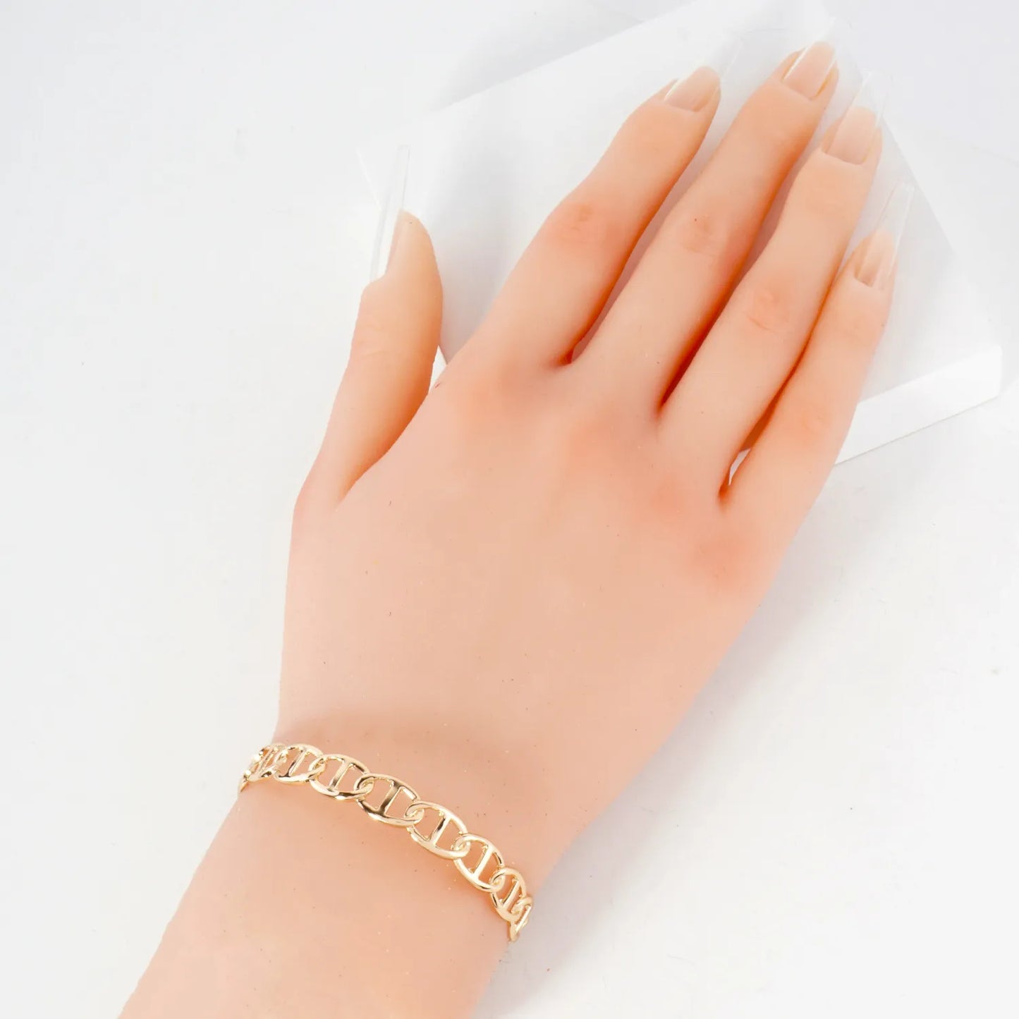 Polished Metal Mariner-Chain Open Cuff Bracelet