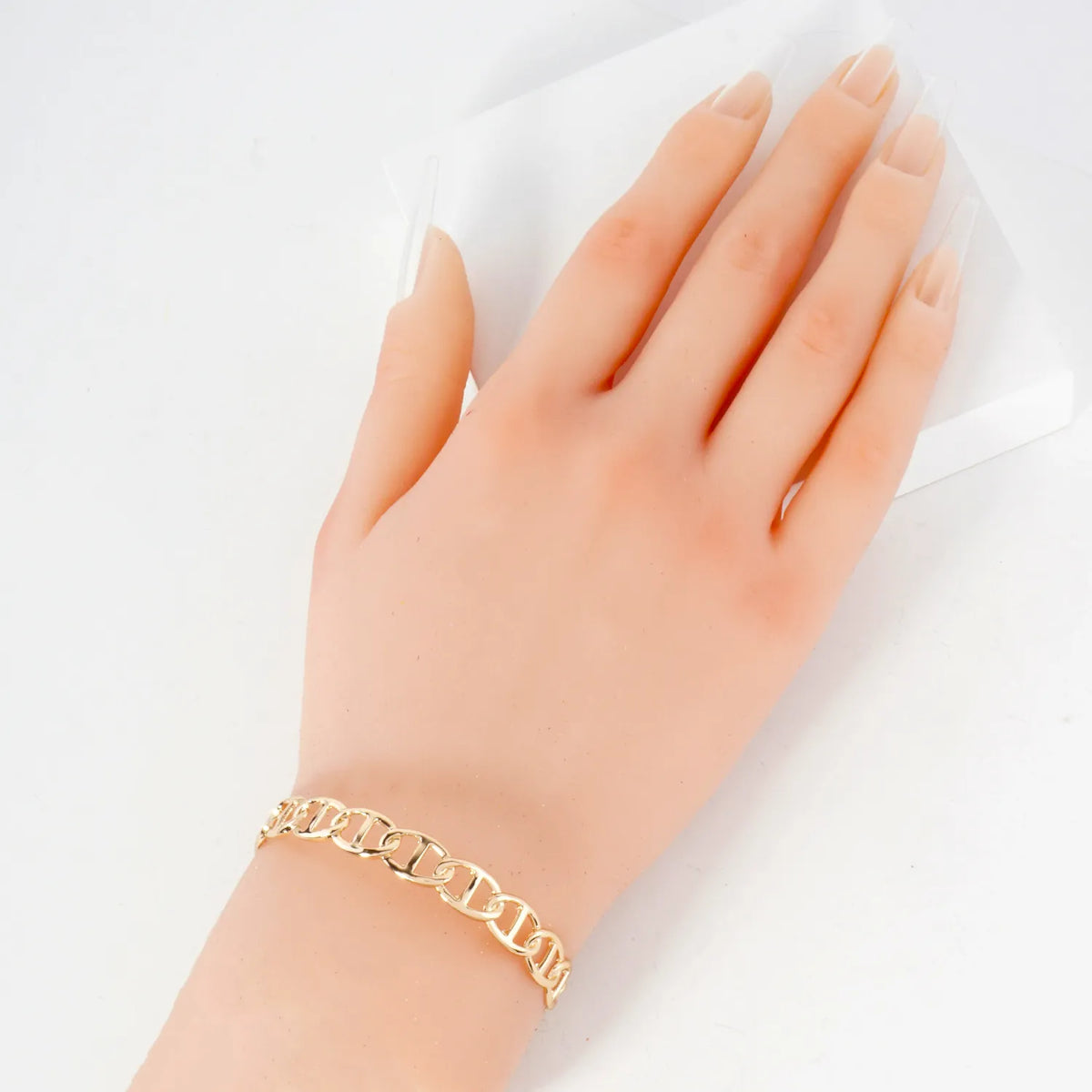 Polished Metal Mariner-Chain Open Cuff Bracelet