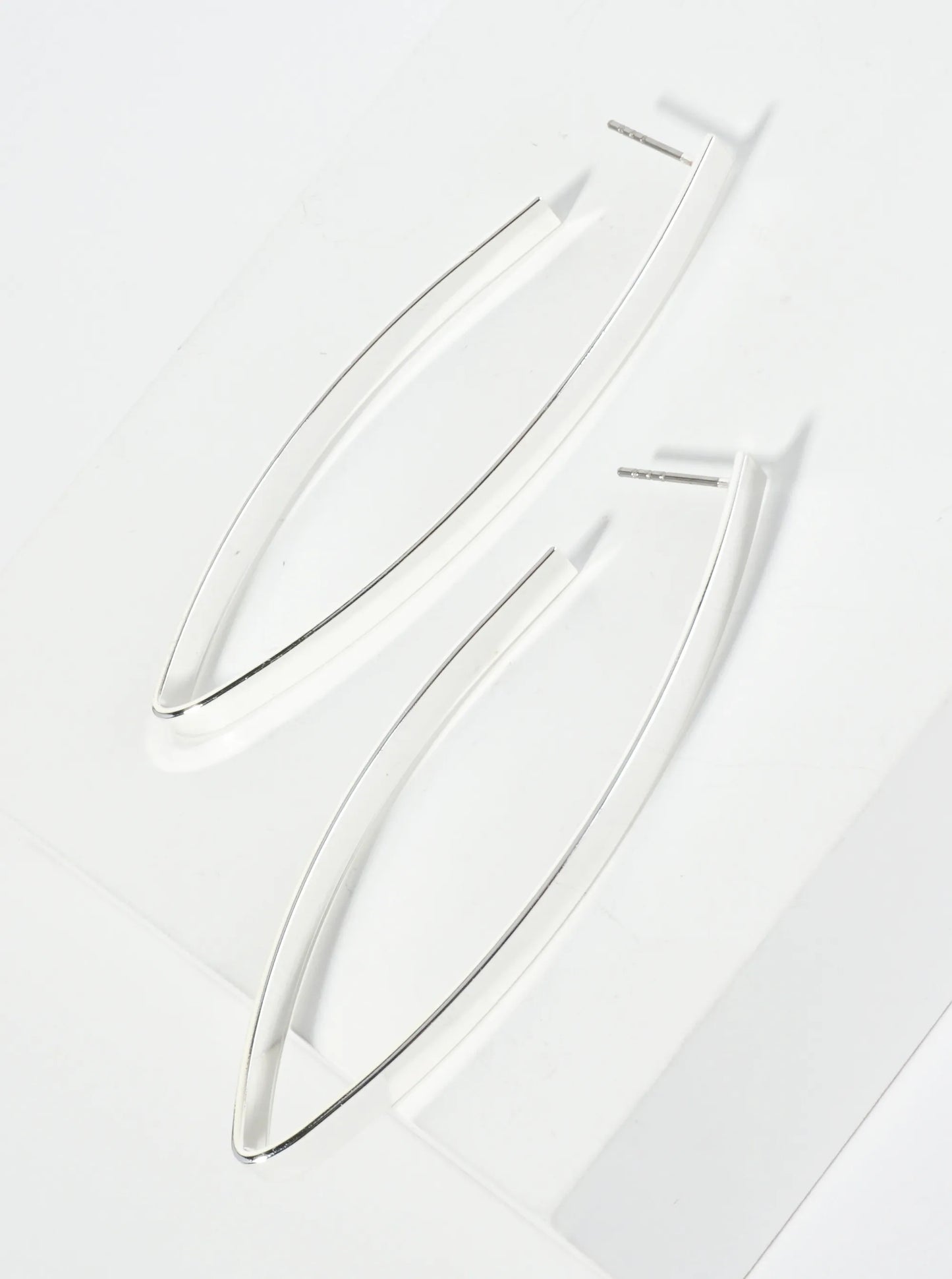 Polished Metal Marquise Shape 65mm Hoop Earrings