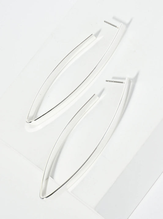 Polished Metal Marquise Shape 65mm Hoop Earrings