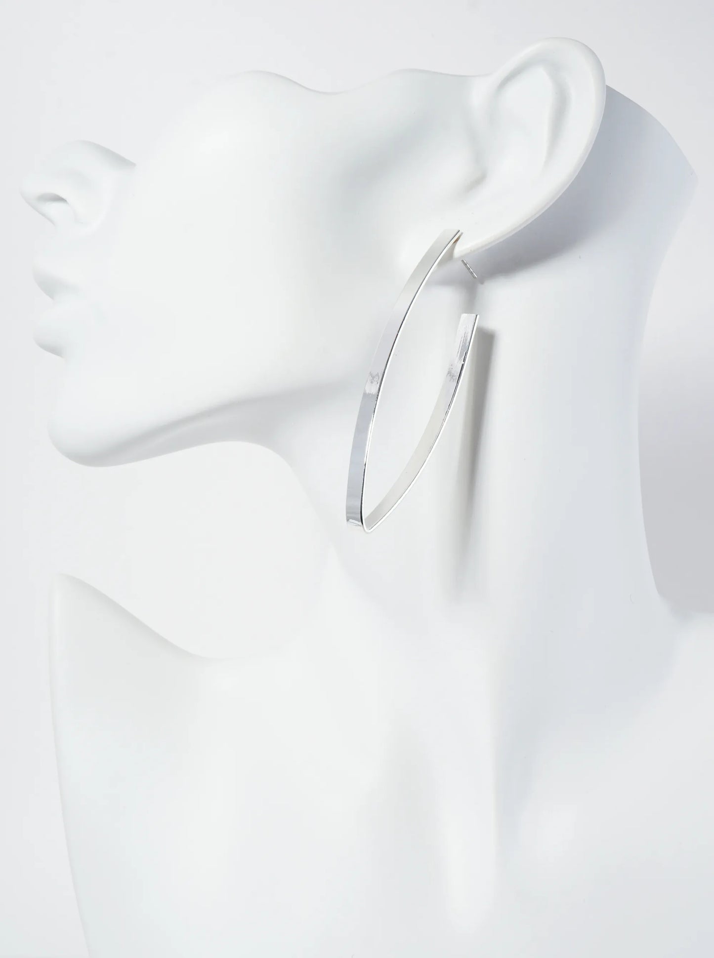 Polished Metal Marquise Shape 65mm Hoop Earrings