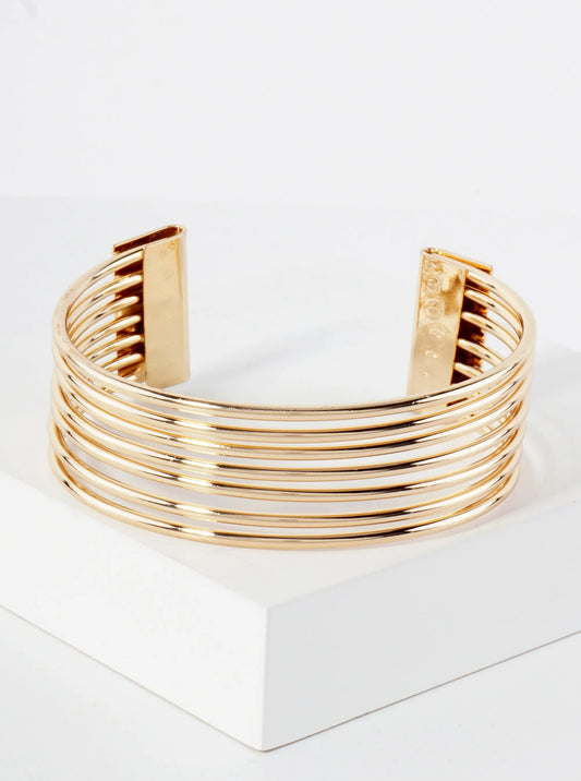 Polished Metal Multi-Row Open Cuff Bracelet
