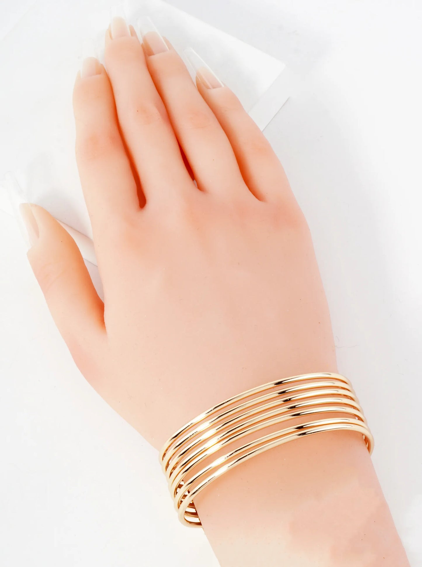 Polished Metal Multi-Row Open Cuff Bracelet