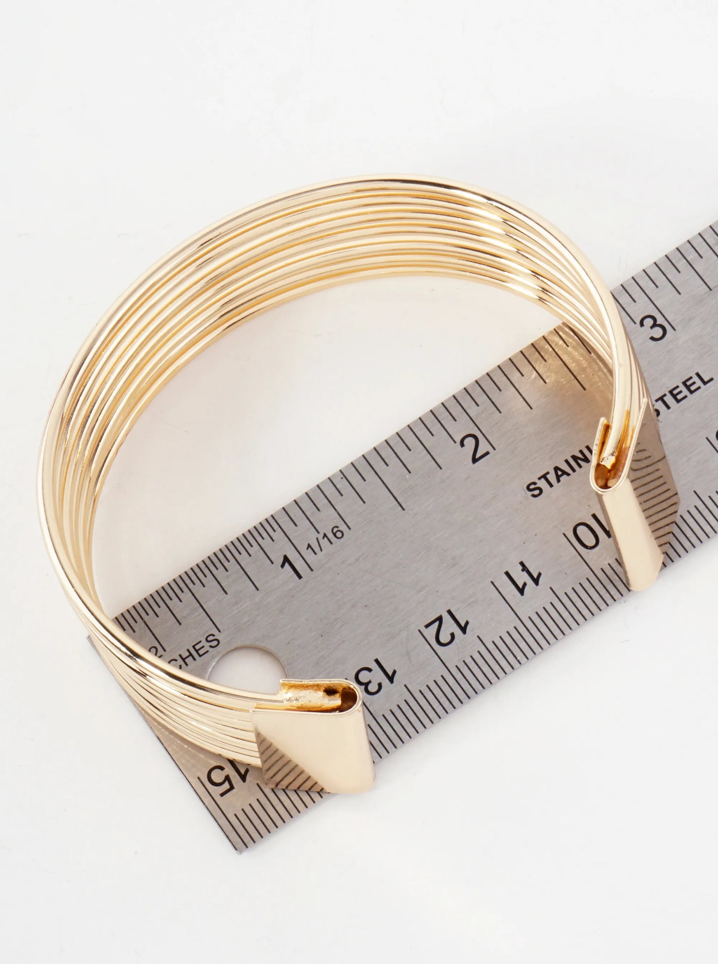Polished Metal Multi-Row Open Cuff Bracelet
