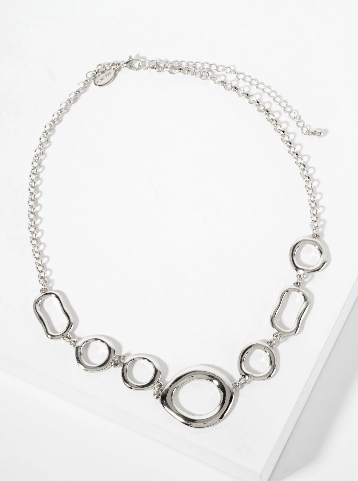 Polished Metal Organic Circles Linked Statement Necklace