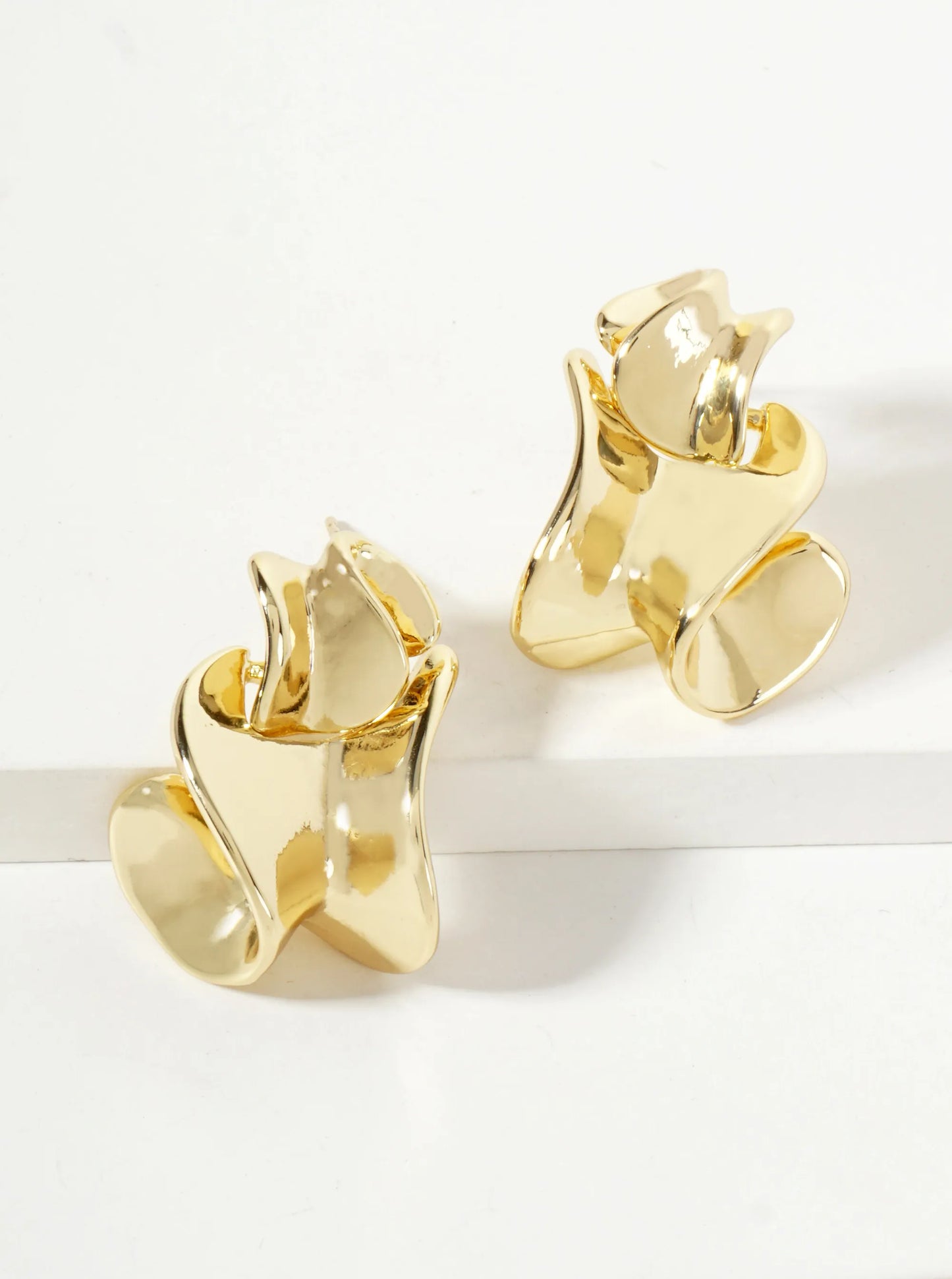 Polished Metal Organic-Shape 18K-Gold-Dipped Doorknocker Earrings