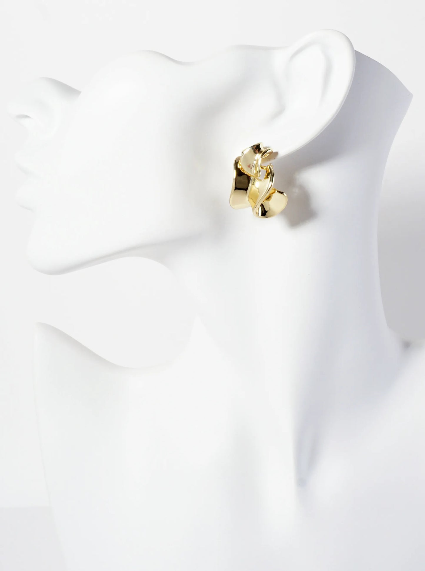Polished Metal Organic-Shape 18K-Gold-Dipped Doorknocker Earrings
