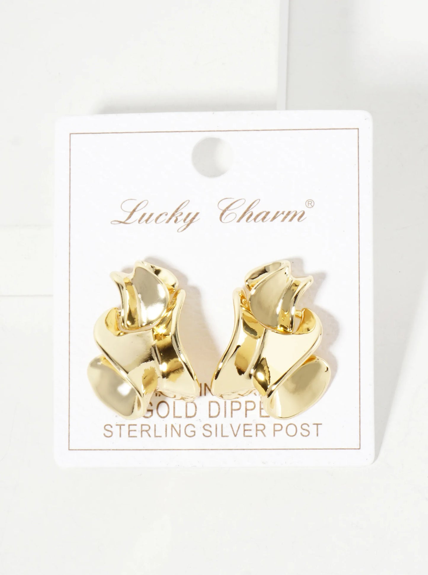 Polished Metal Organic-Shape 18K-Gold-Dipped Doorknocker Earrings