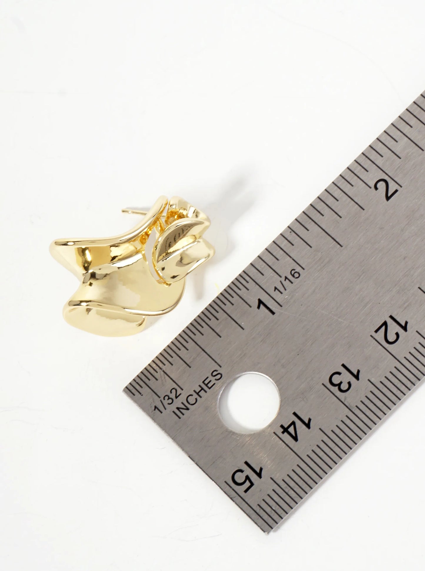 Polished Metal Organic-Shape 18K-Gold-Dipped Doorknocker Earrings