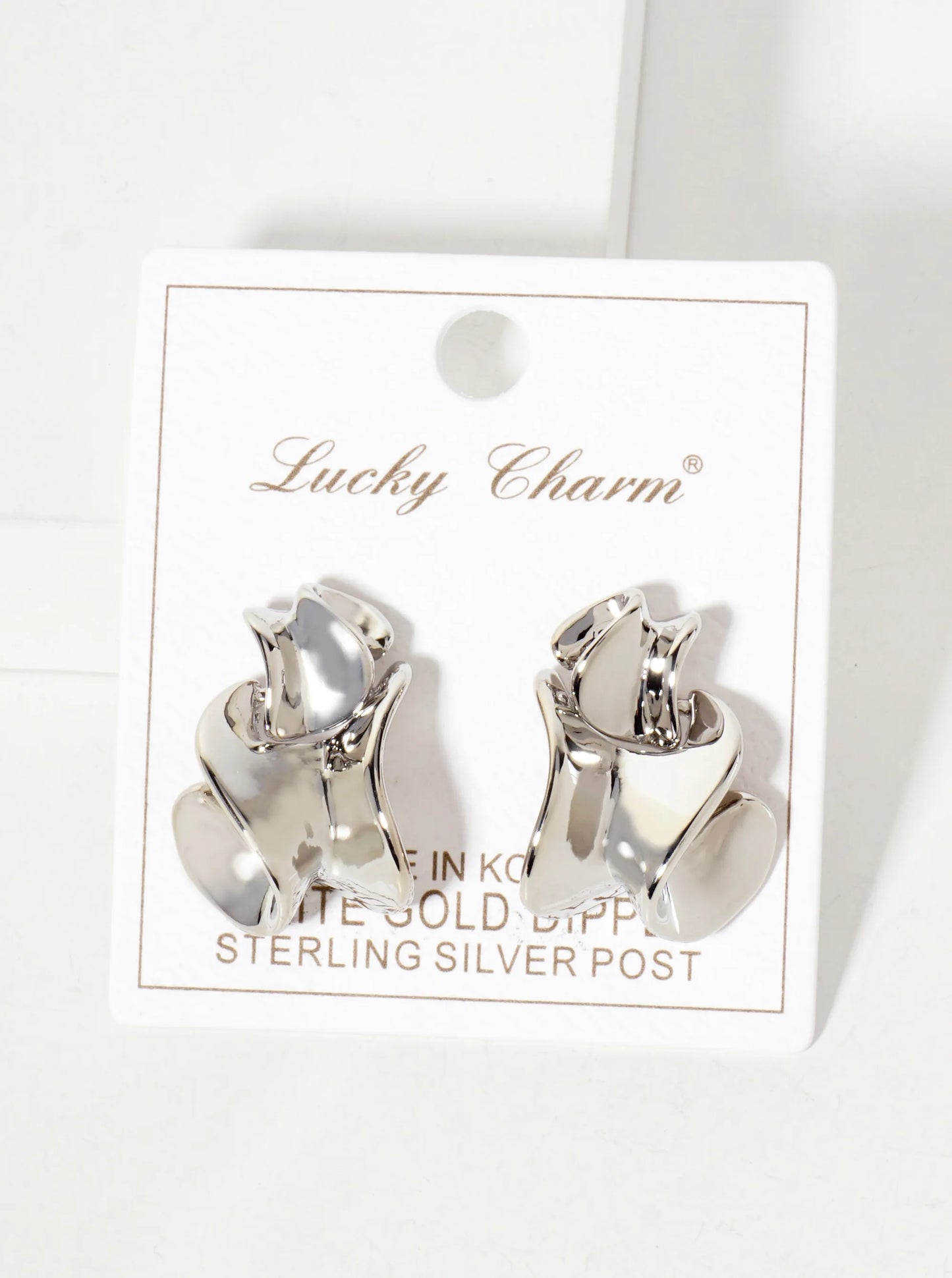 Polished Metal Organic-Shape 18K-Gold-Dipped Doorknocker Earrings