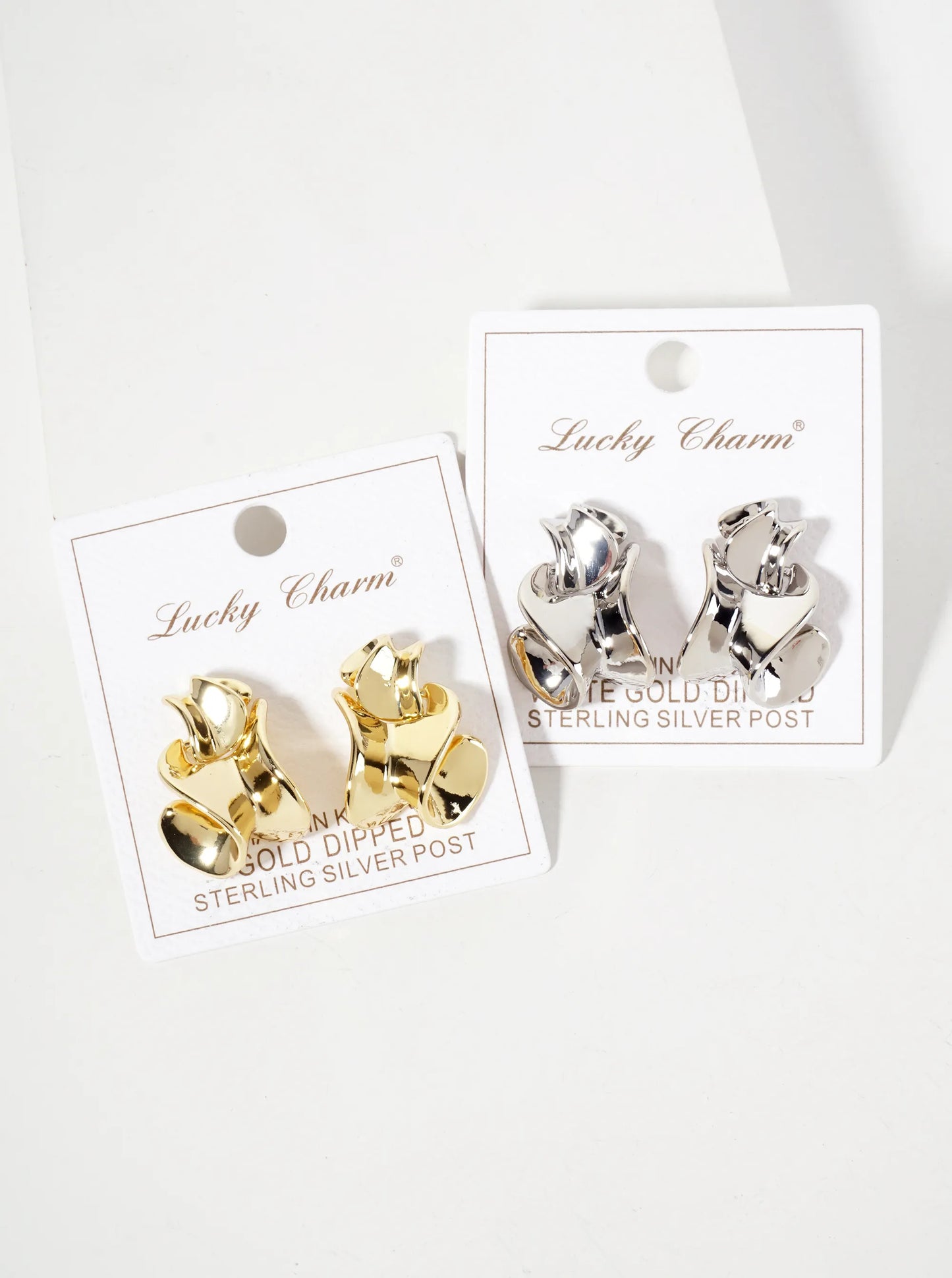 Polished Metal Organic-Shape 18K-Gold-Dipped Doorknocker Earrings