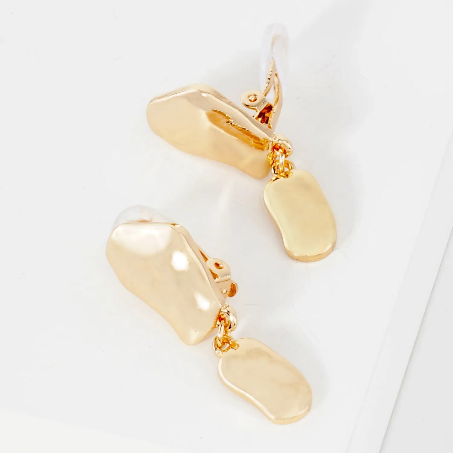Polished Metal Organic Shape Clip-On Earrings