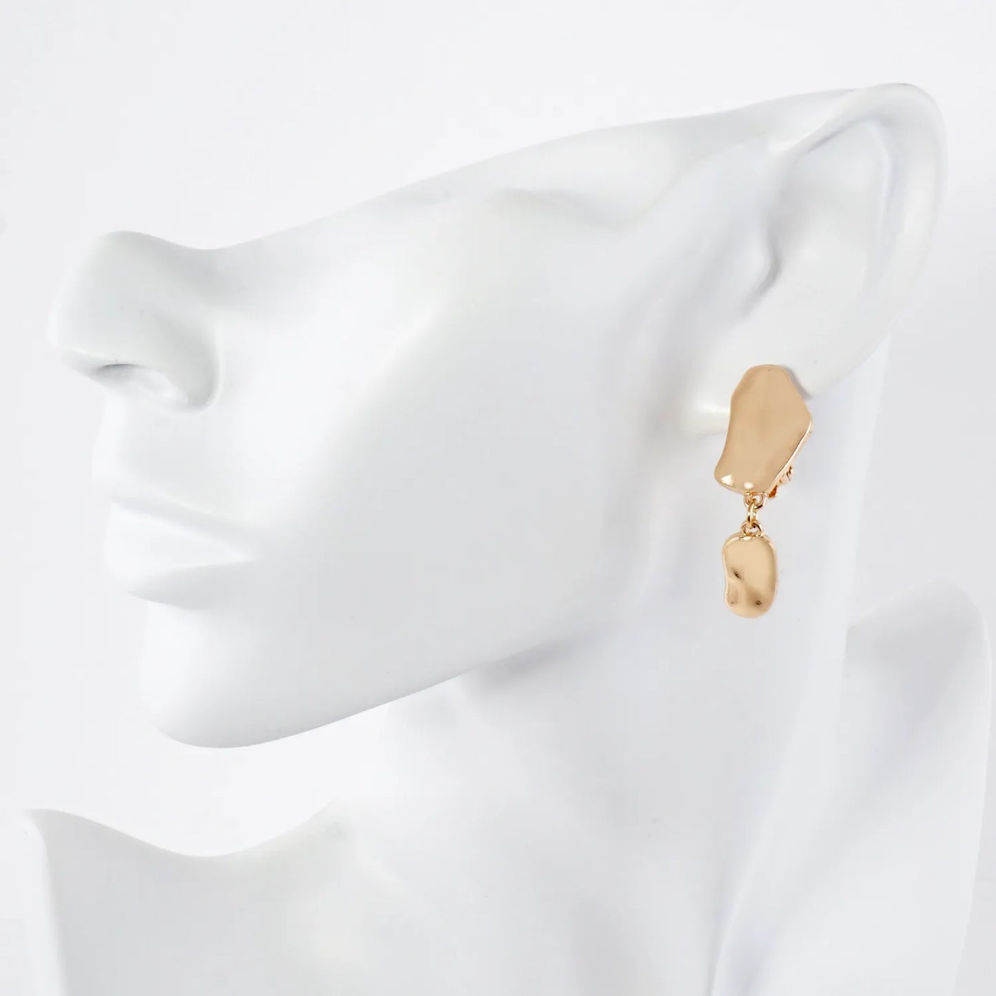 Polished Metal Organic Shape Clip-On Earrings
