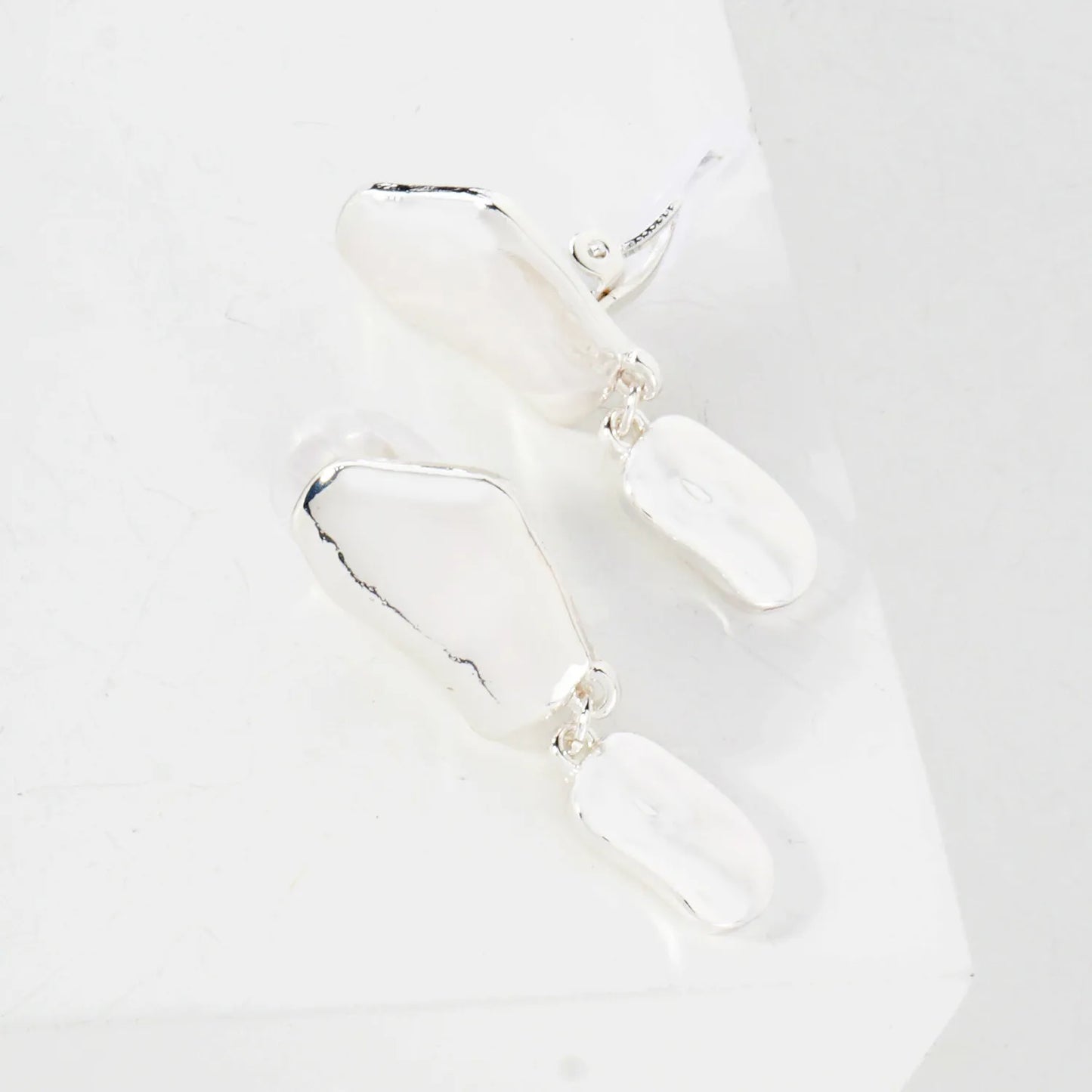 Polished Metal Organic Shape Clip-On Earrings