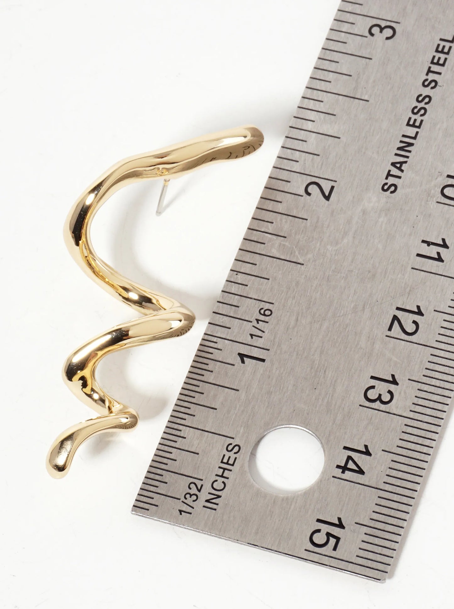 Polished Metal Sculpted Spiral Statement Earrings