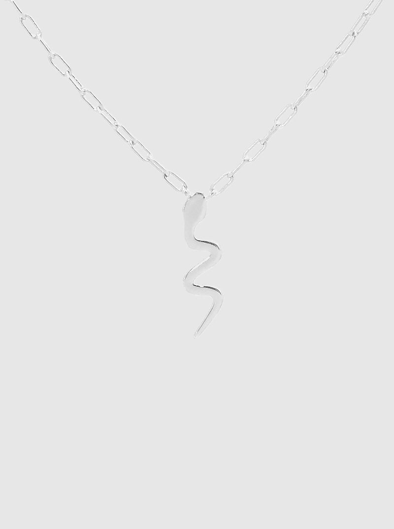 Polished Metal Snake Pendant Dainty Brass Necklace