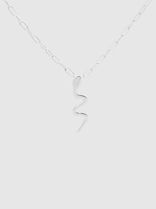 Polished Metal Snake Pendant Dainty Brass Necklace