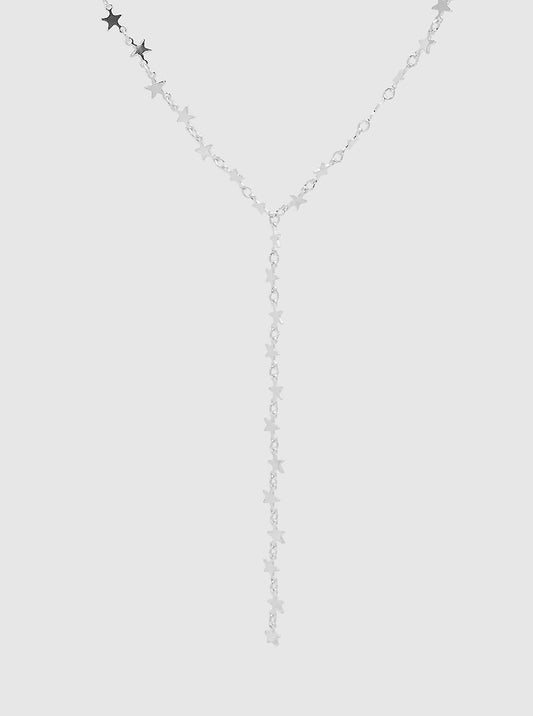 Polished Metal Star Drop Lariat Y Necklace