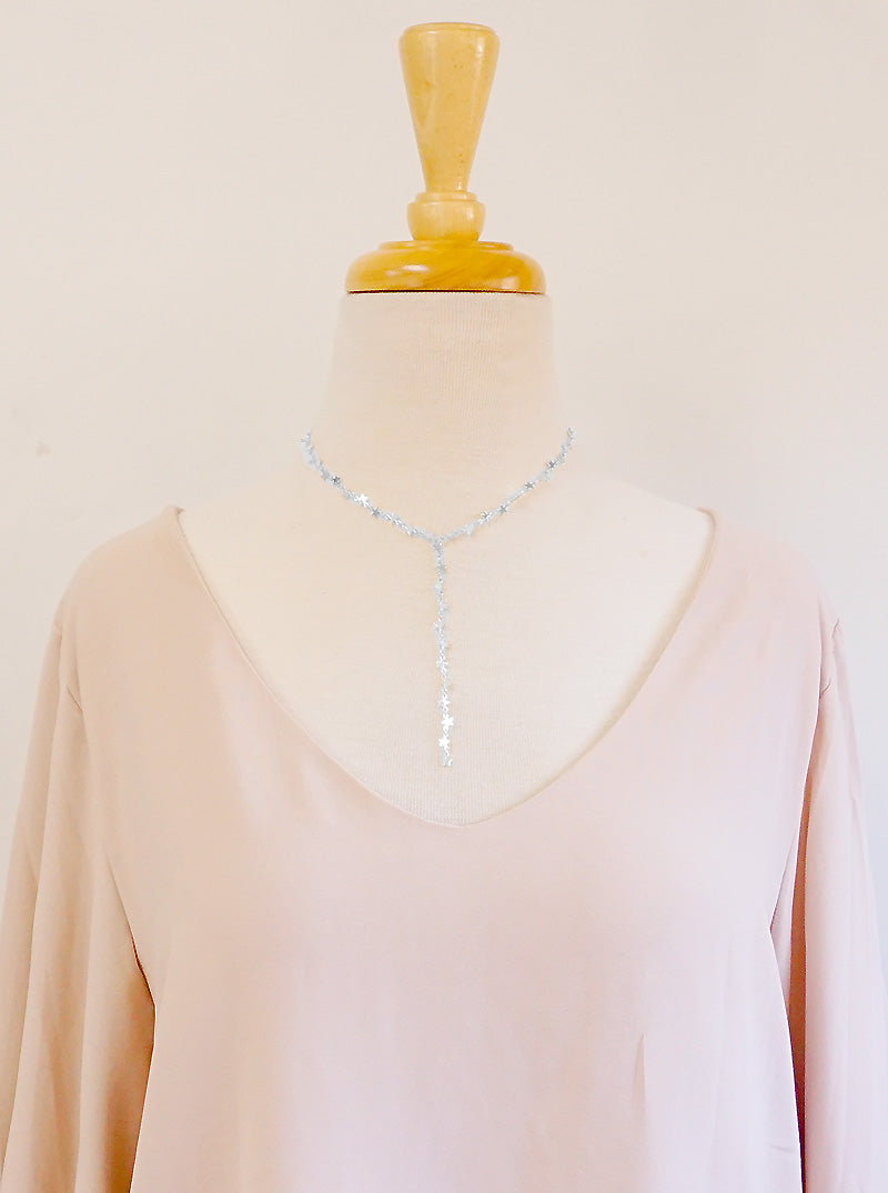Polished Metal Star Drop Lariat Y Necklace