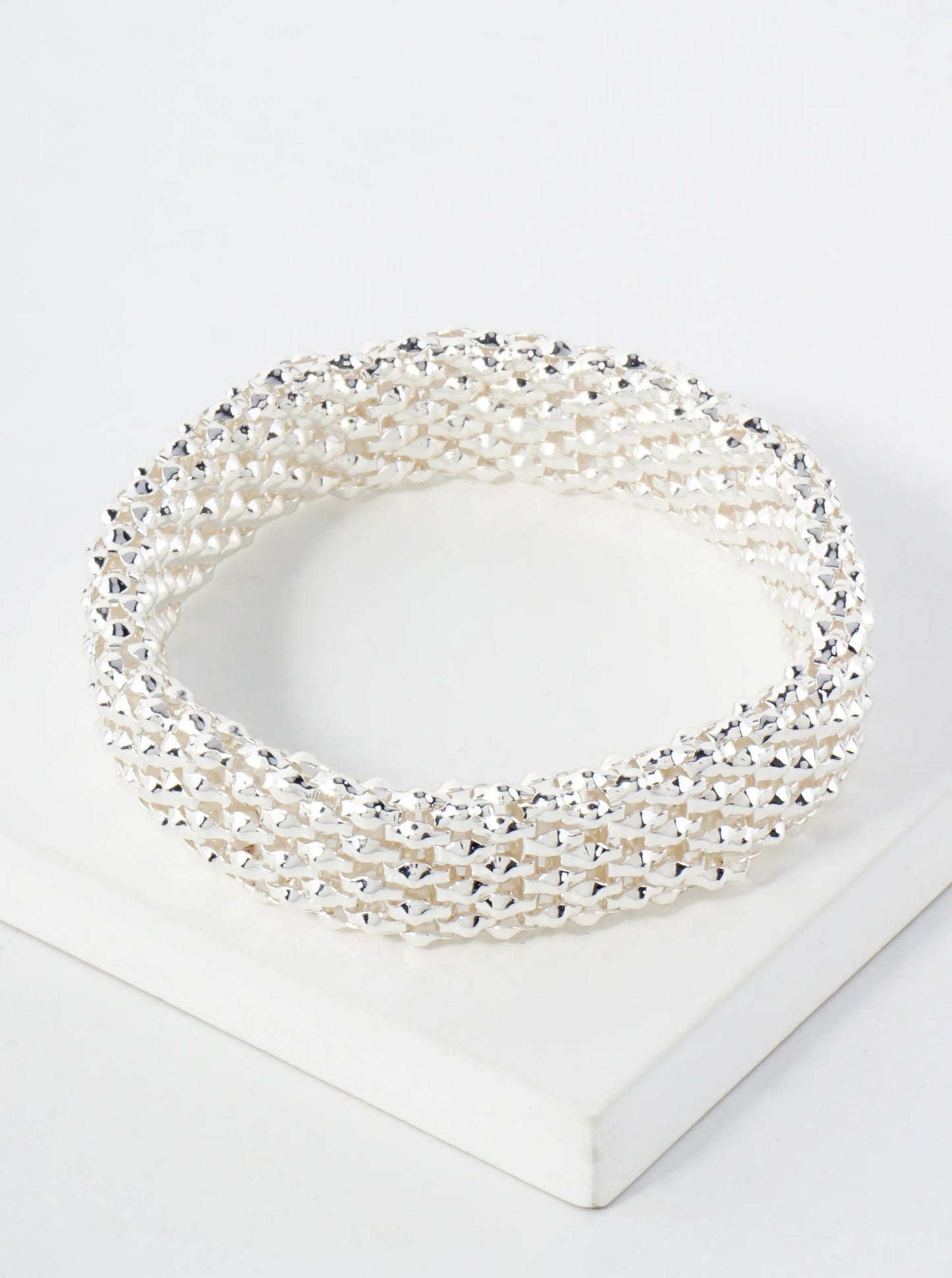 Polished Metal Stretch Bangle Bracelet