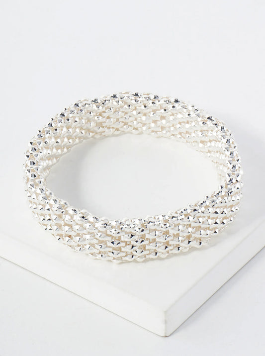 Polished Metal Stretch Bangle Bracelet