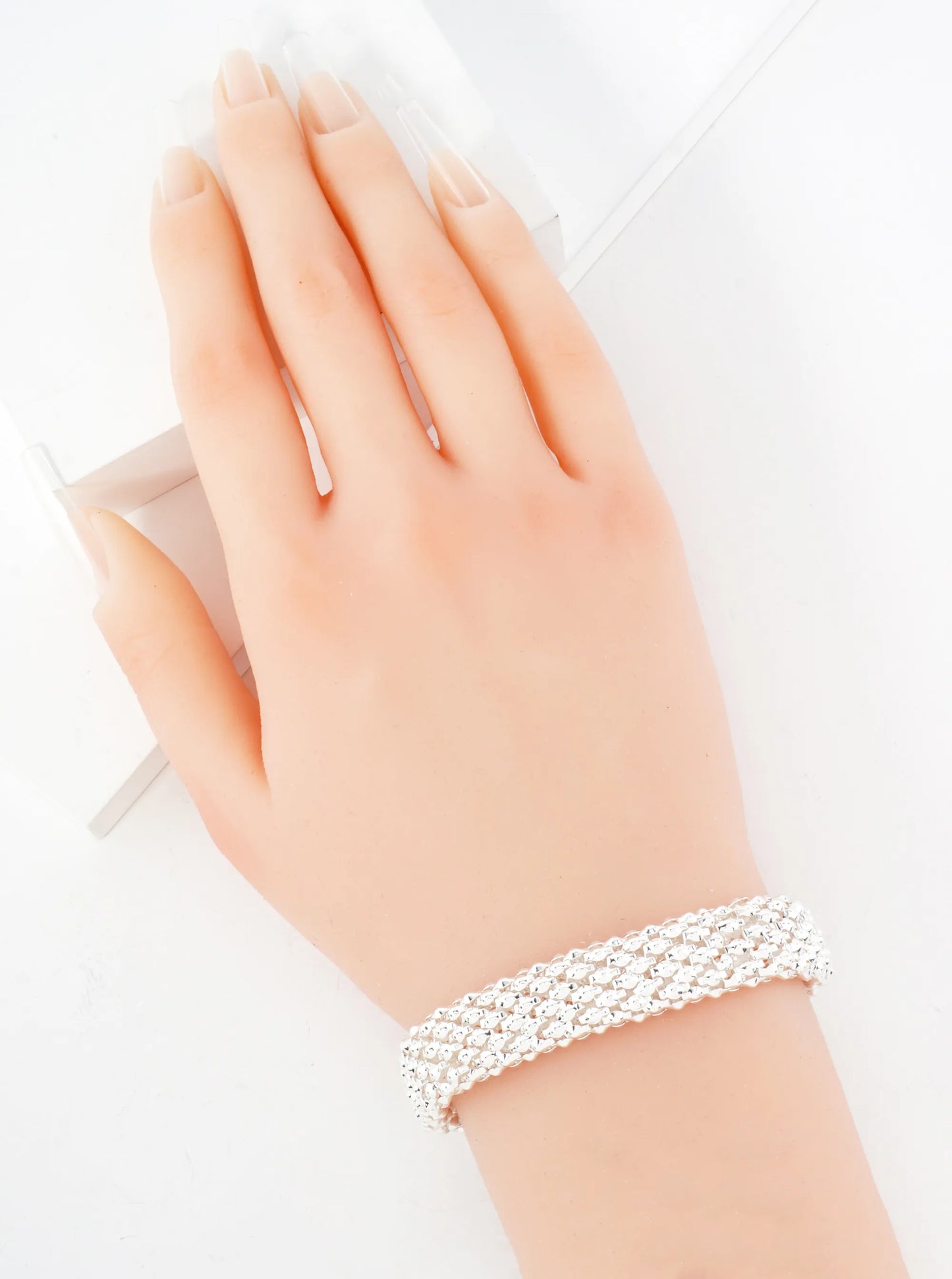 Polished Metal Stretch Bangle Bracelet