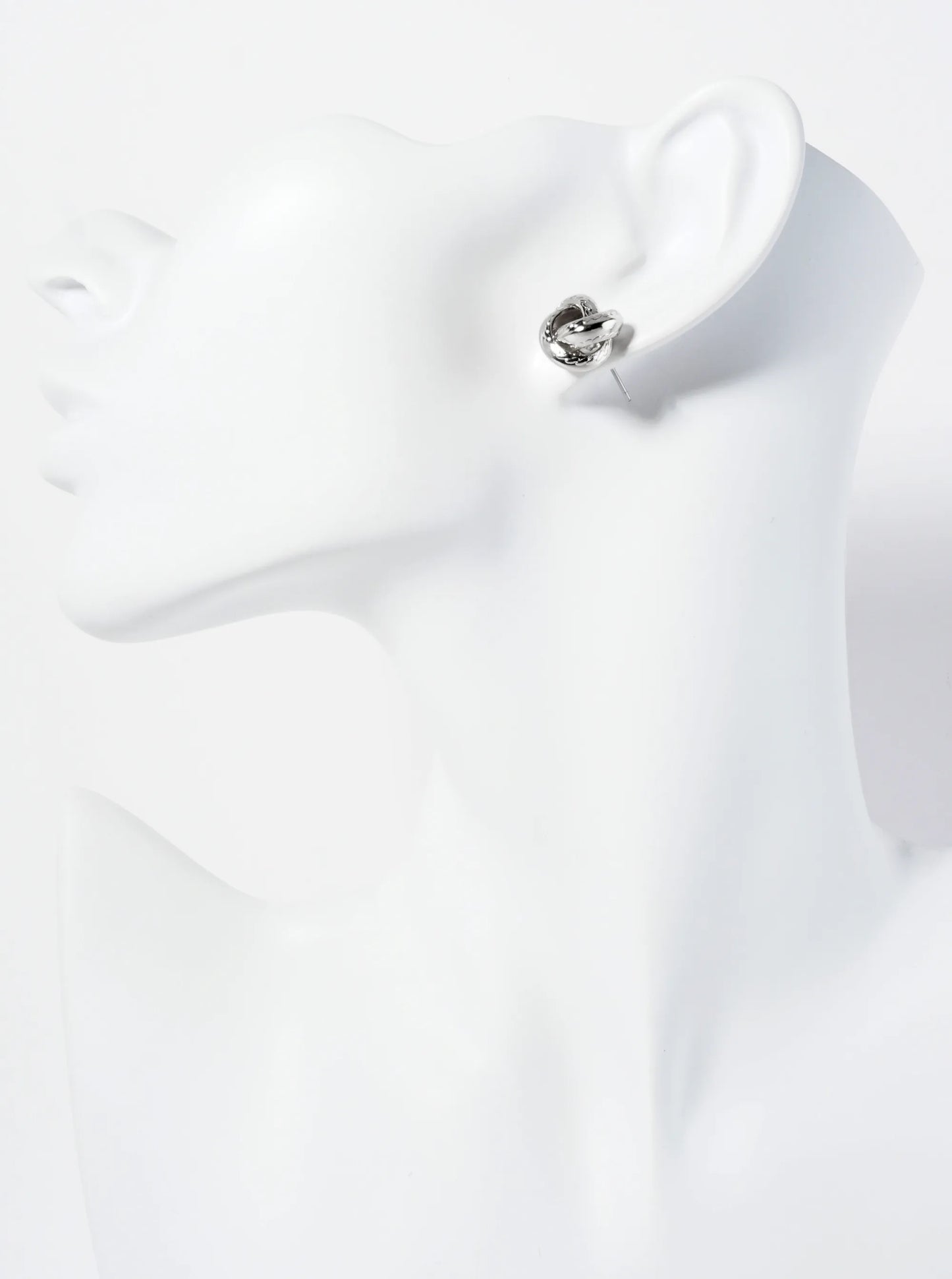 Polished Metal Textured 12mm Love Knot Stud Earrings