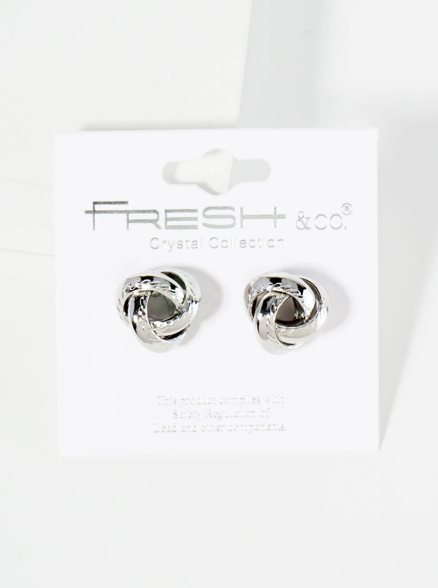 Polished Metal Textured 12mm Love Knot Stud Earrings