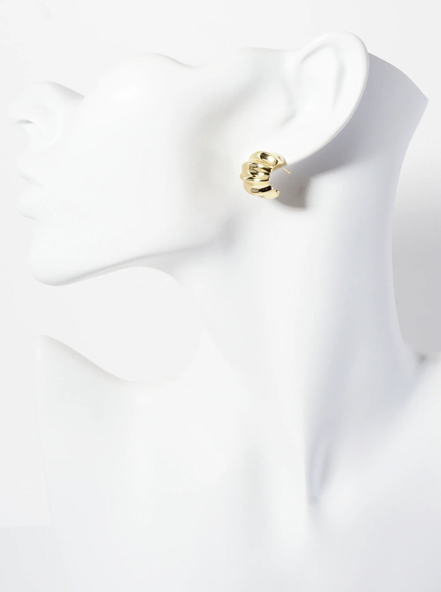 Polished Metal Textured 15mm 18K-Gold-Dipped Half Hoop Earrings