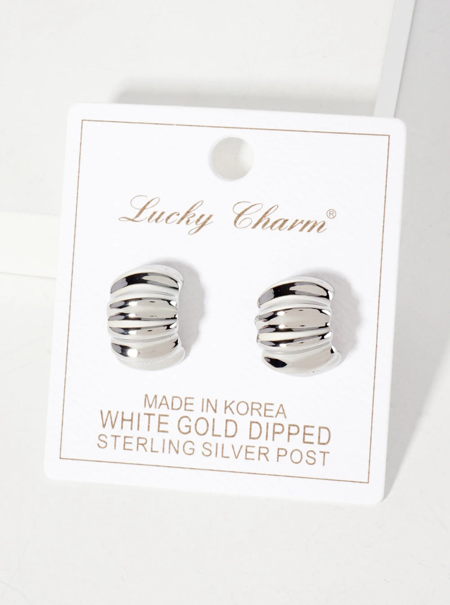 Polished Metal Textured 15mm 18K-Gold-Dipped Half Hoop Earrings
