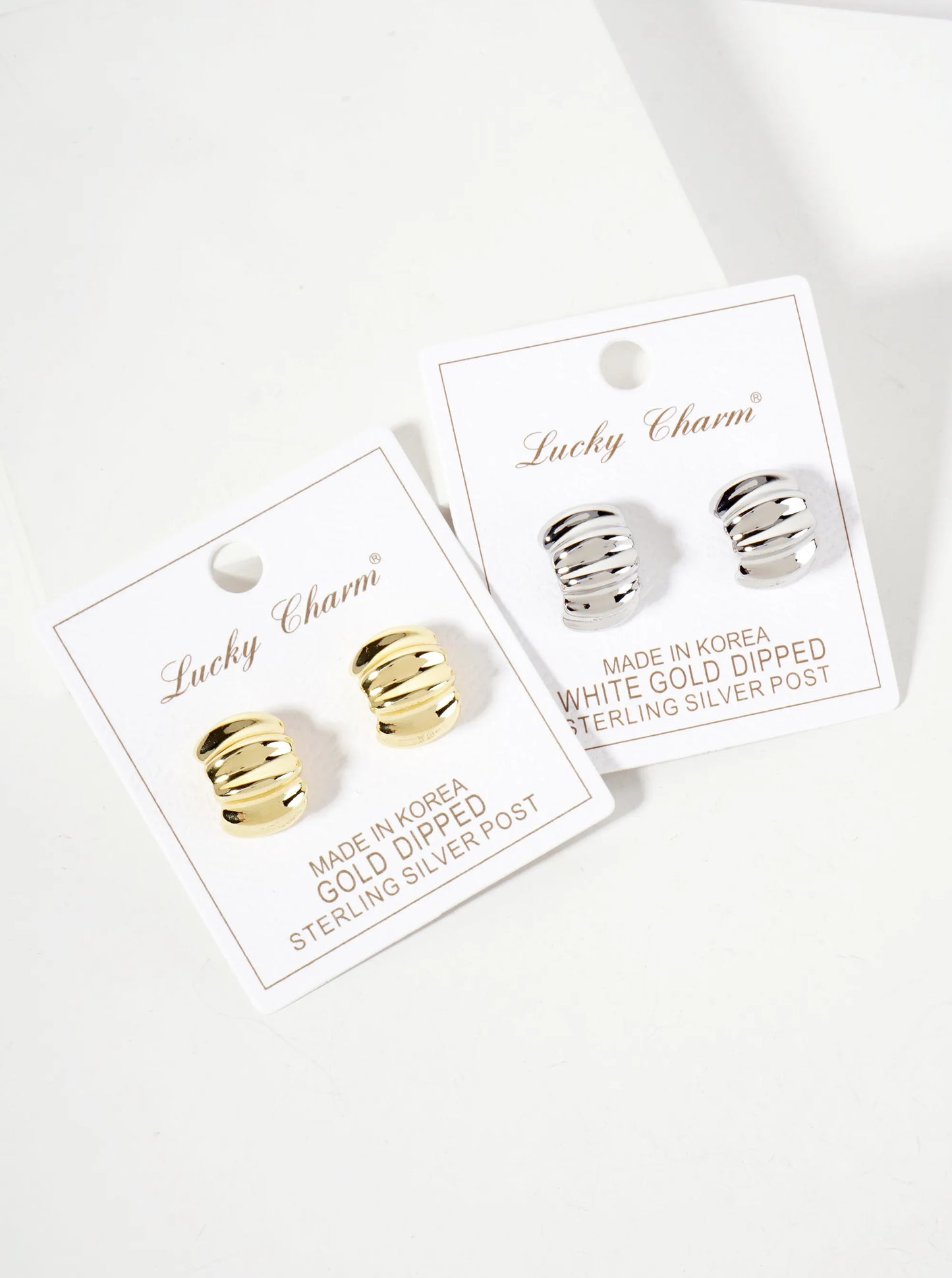 Polished Metal Textured 15mm 18K-Gold-Dipped Half Hoop Earrings