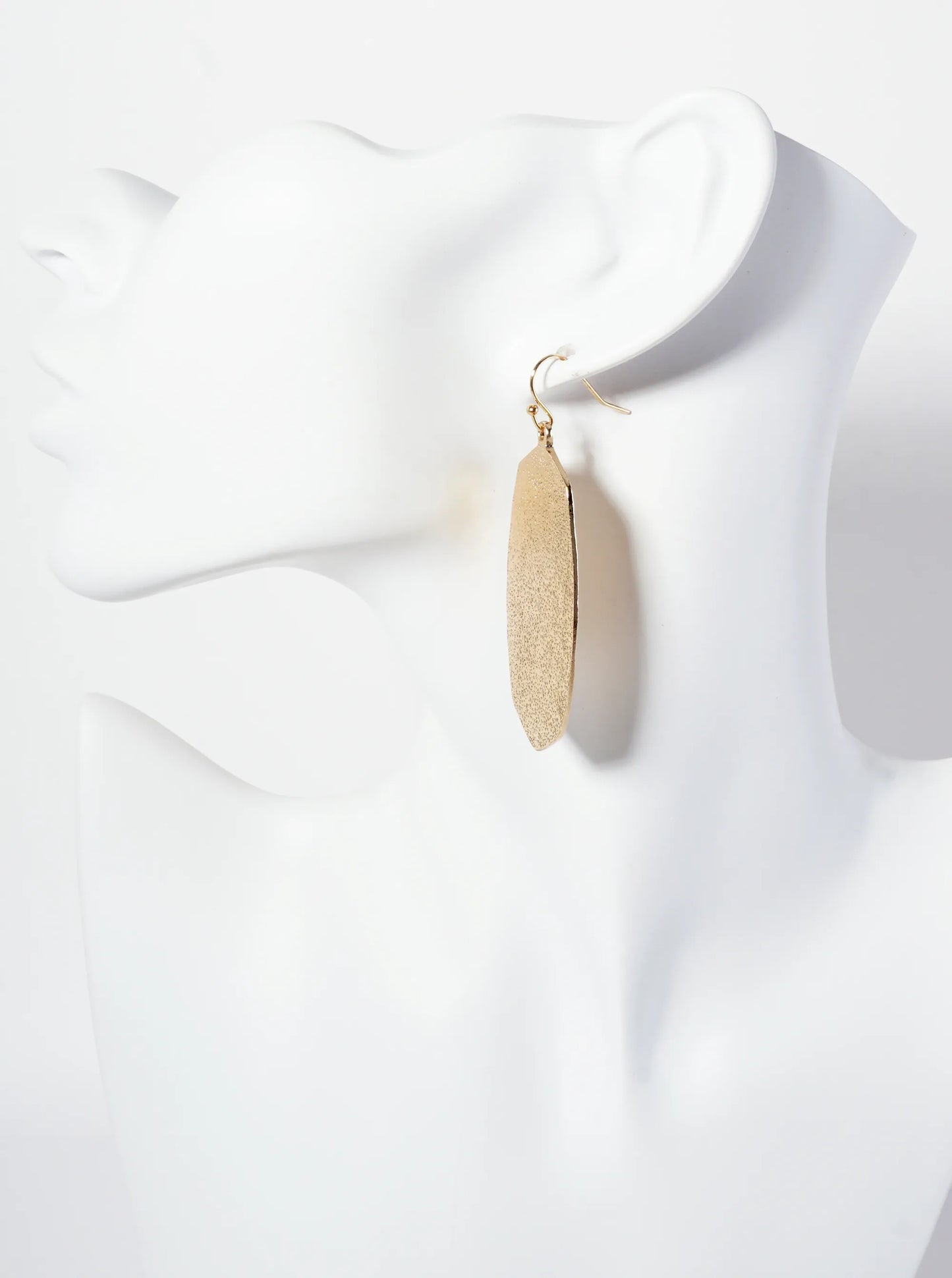 Polished Metal Textured Hexagon Dangle Drop Earrings