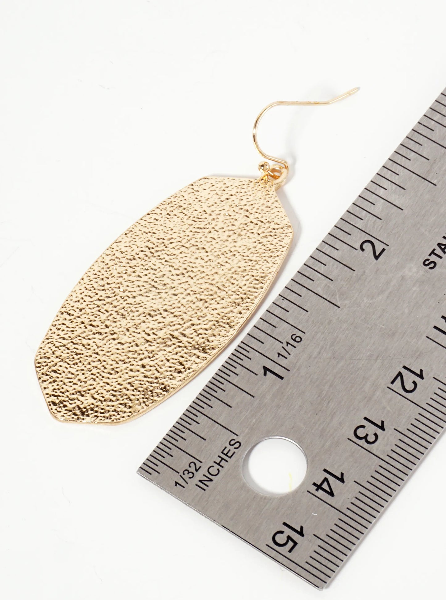 Polished Metal Textured Hexagon Dangle Drop Earrings