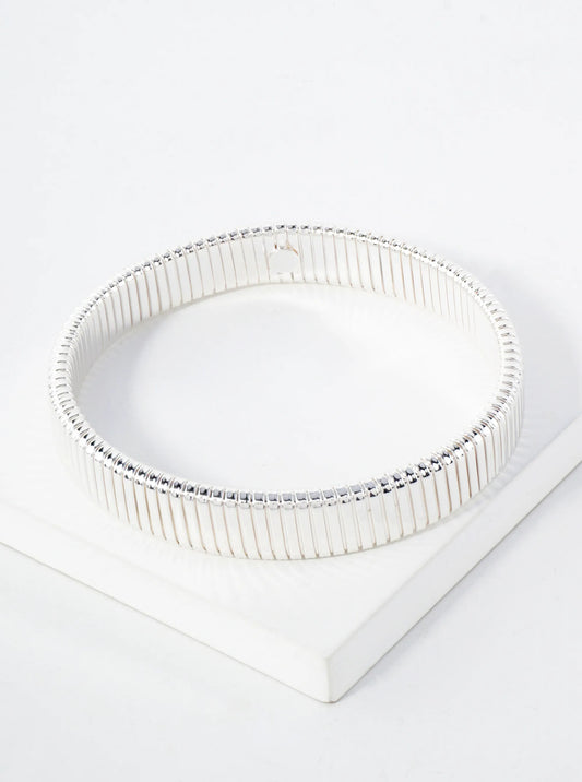 Polished Metal Tubogas Inspired 11mm Bangle Bracelet