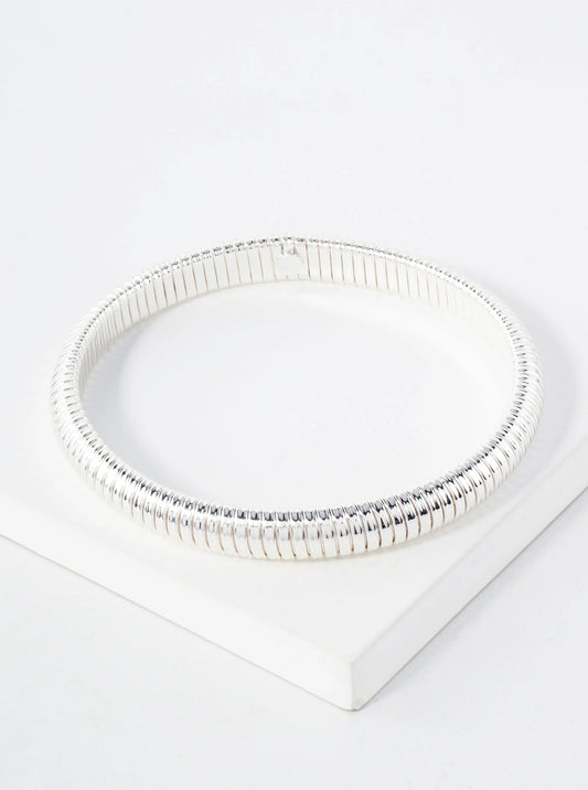 Polished Metal Tubogas Inspired 8mm Bangle Bracelet