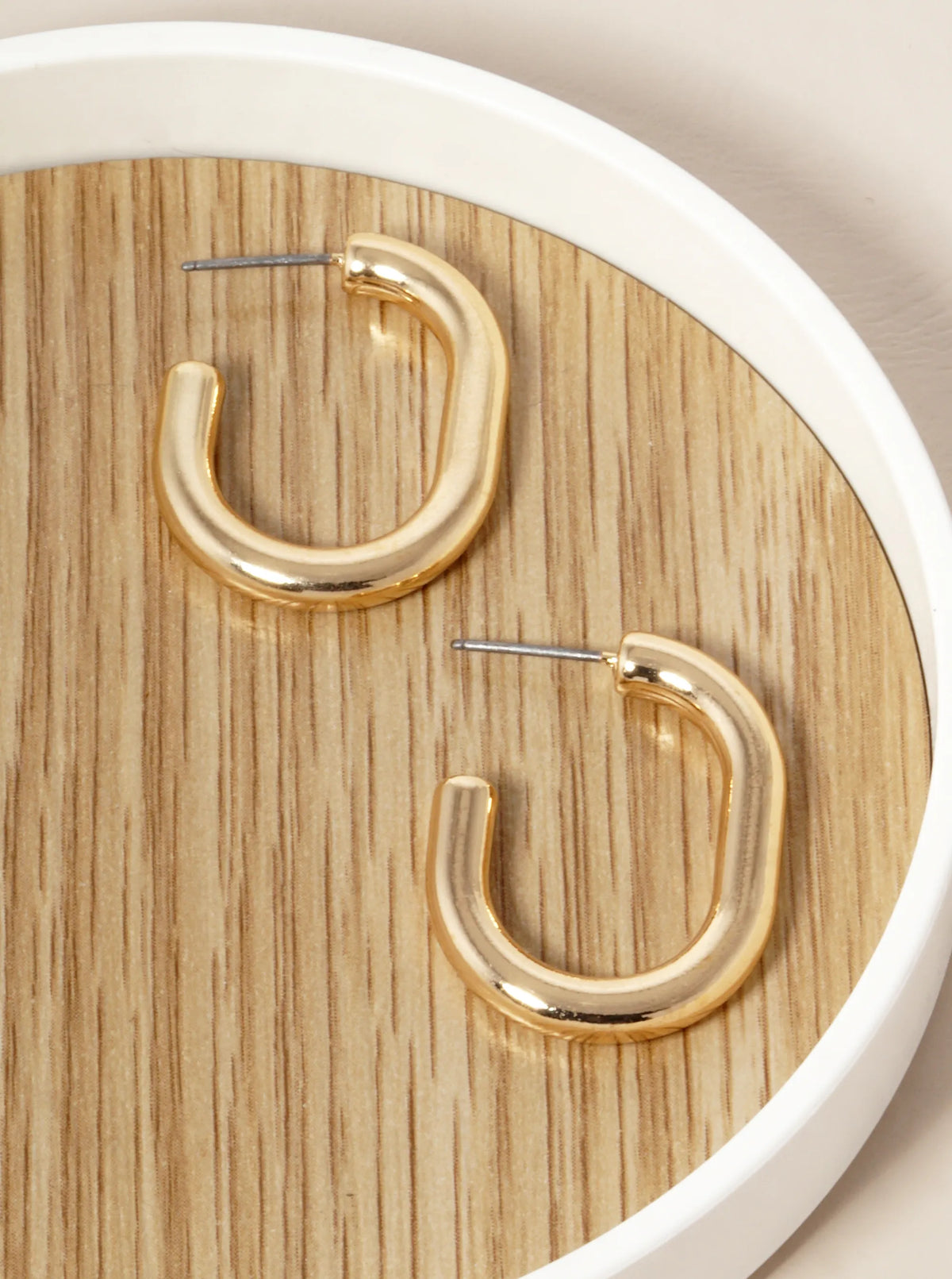 Polished Metal U-Shape 30mm Open Hoop Earrings