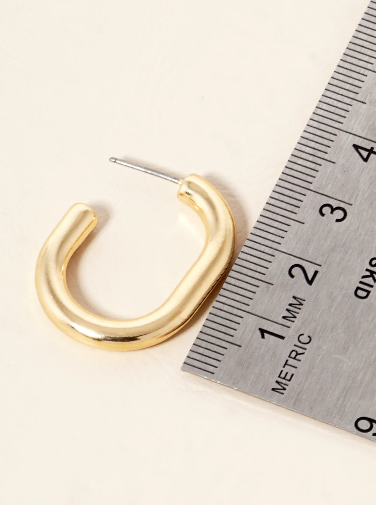 Polished Metal U-Shape 30mm Open Hoop Earrings