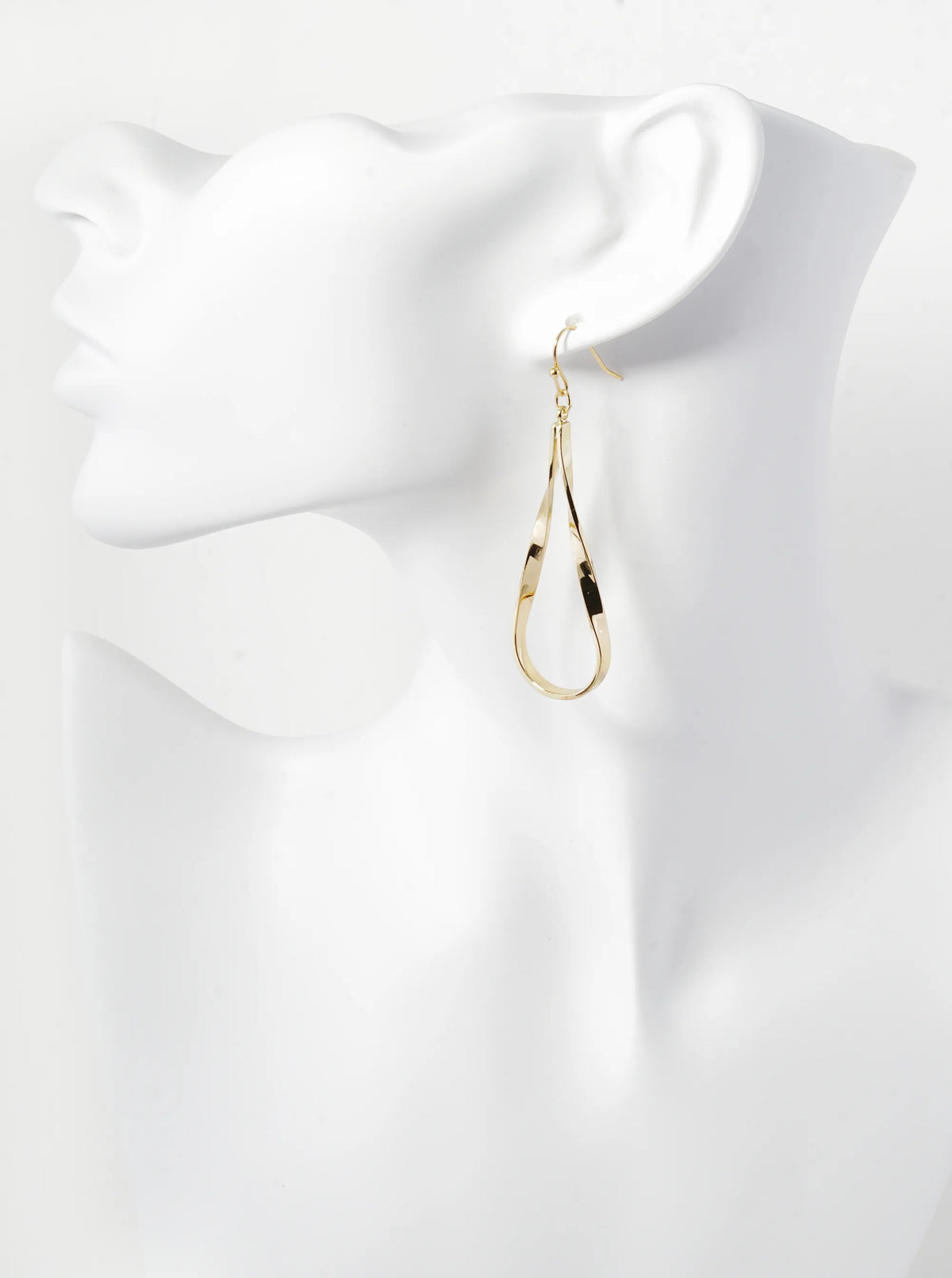 Polished Metal Wavy Teardrop Dangle Earrings