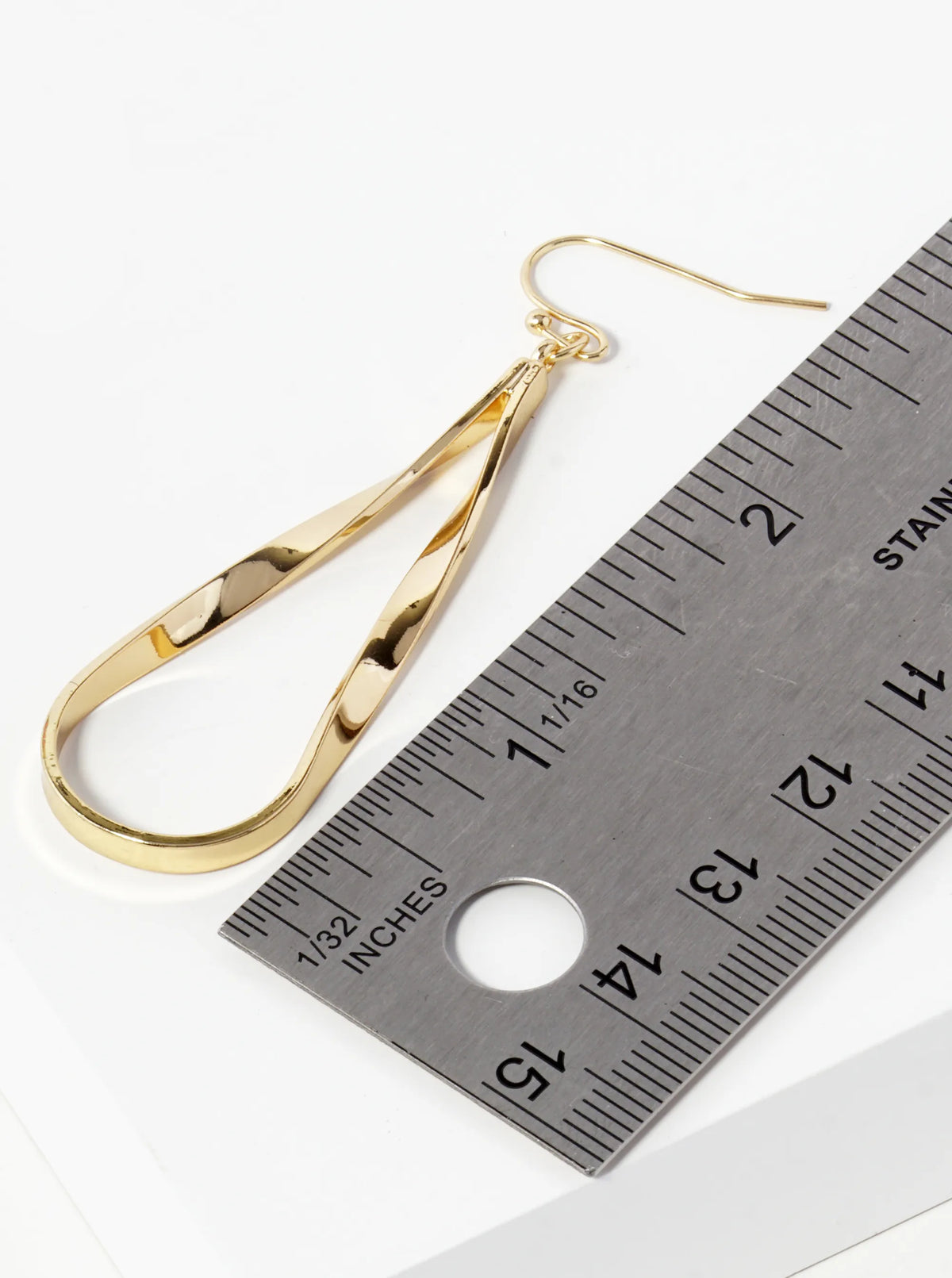 Polished Metal Wavy Teardrop Dangle Earrings