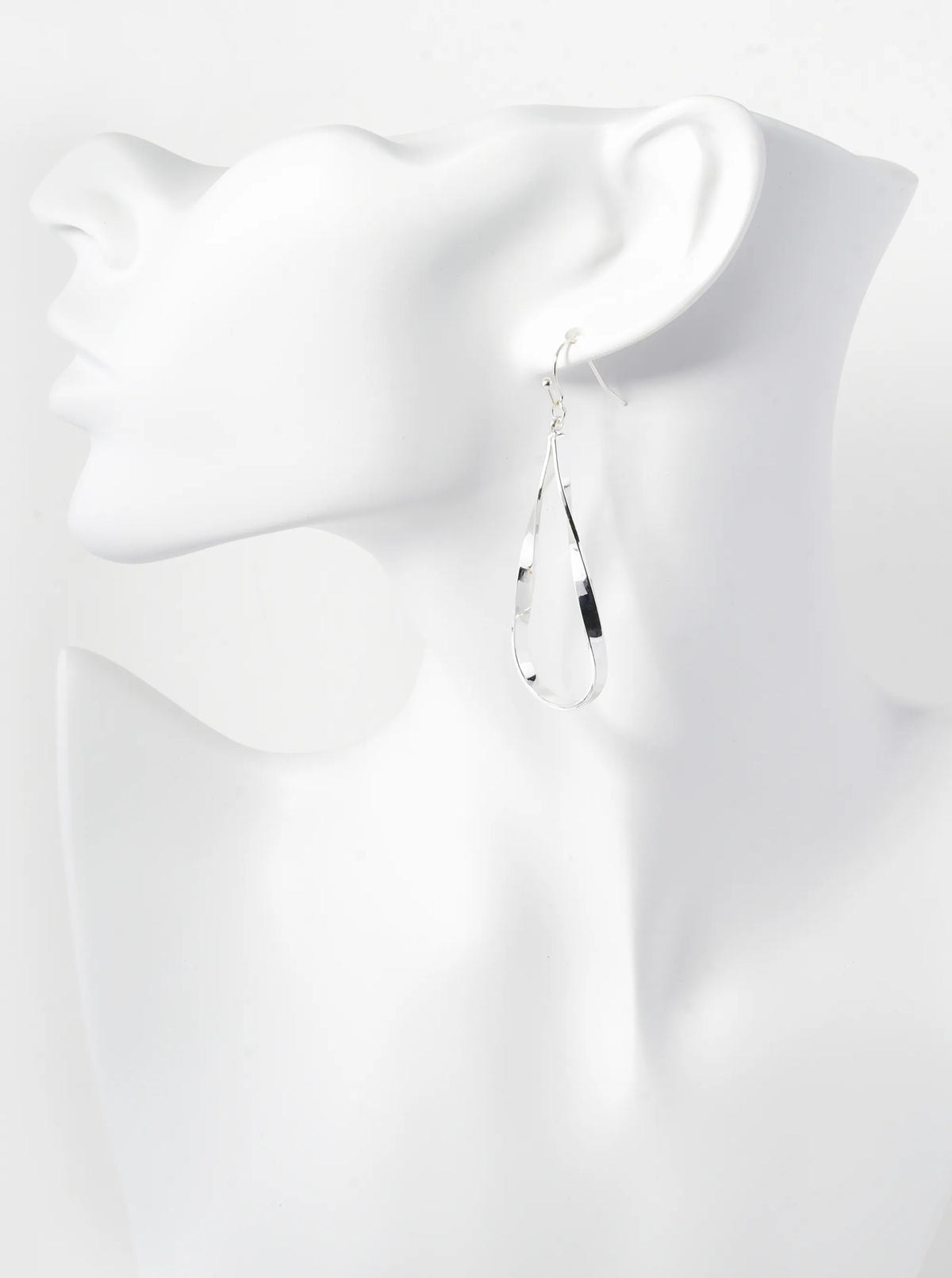 Polished Metal Wavy Teardrop Dangle Earrings