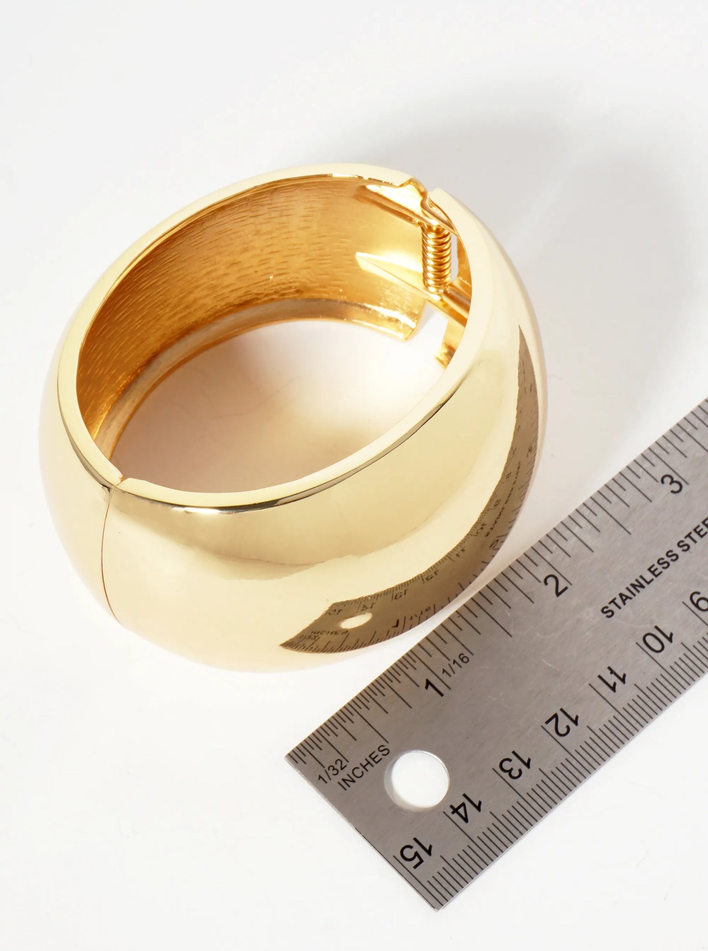 Polished Metal Wide Chunky Hinged Statement Bangle Bracelet