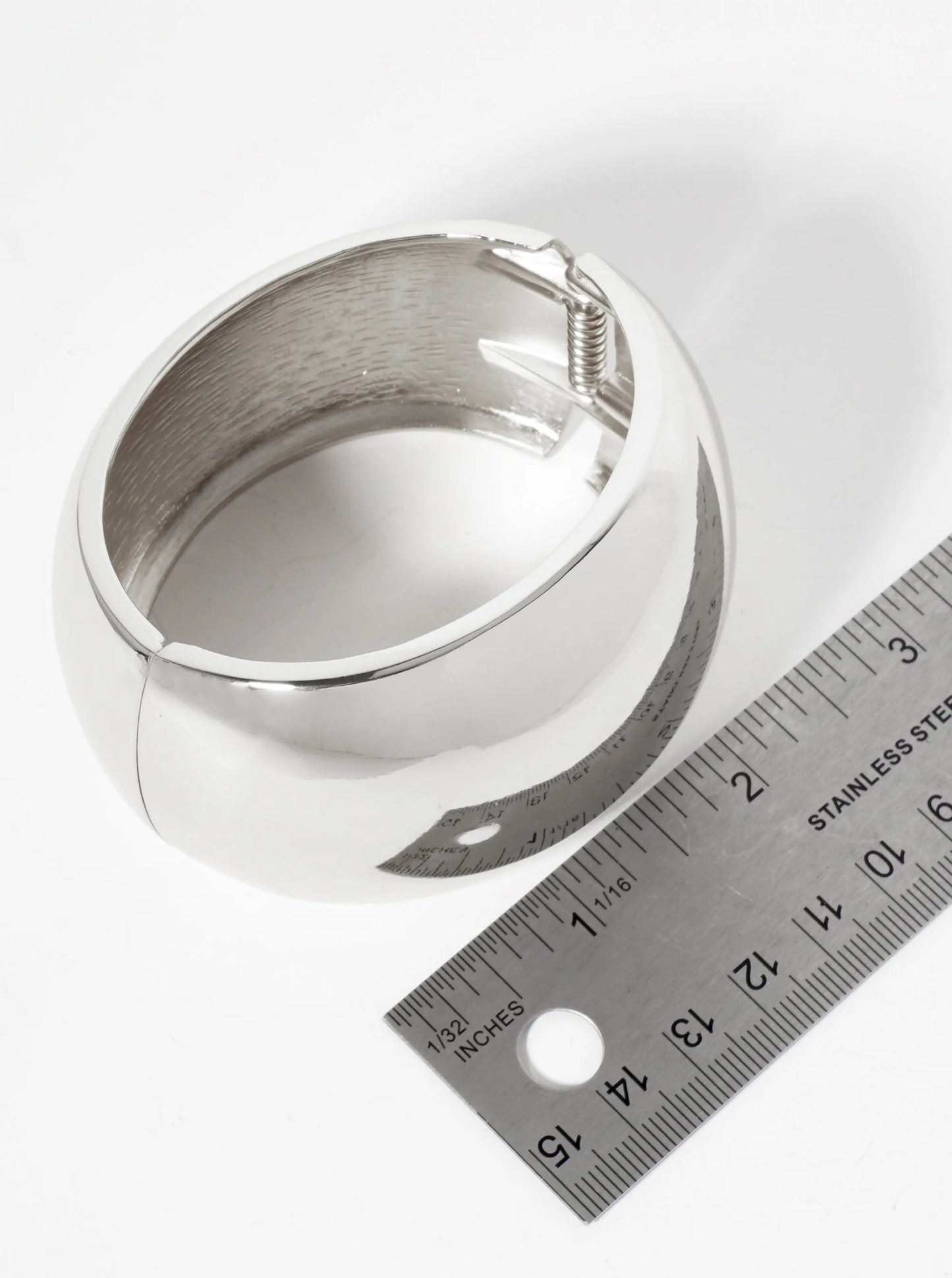 Polished Metal Wide Chunky Hinged Statement Bangle Bracelet