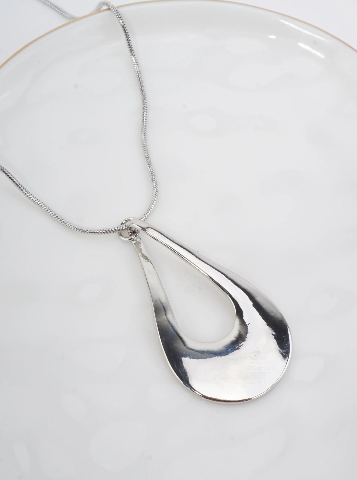 Polished Pear Pendant Necklace
