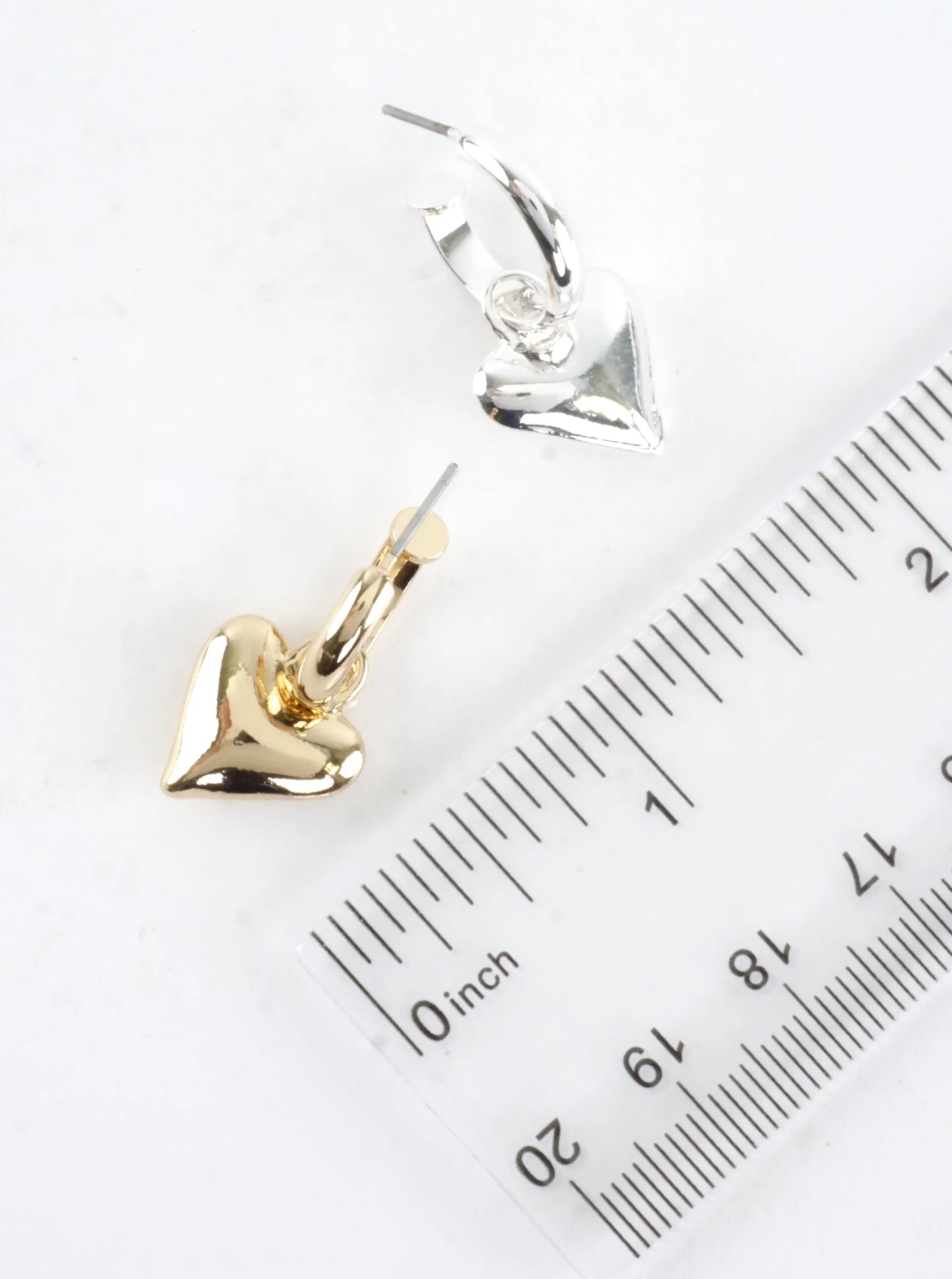 Polished Puffy Heart Drop Hoop Earrings