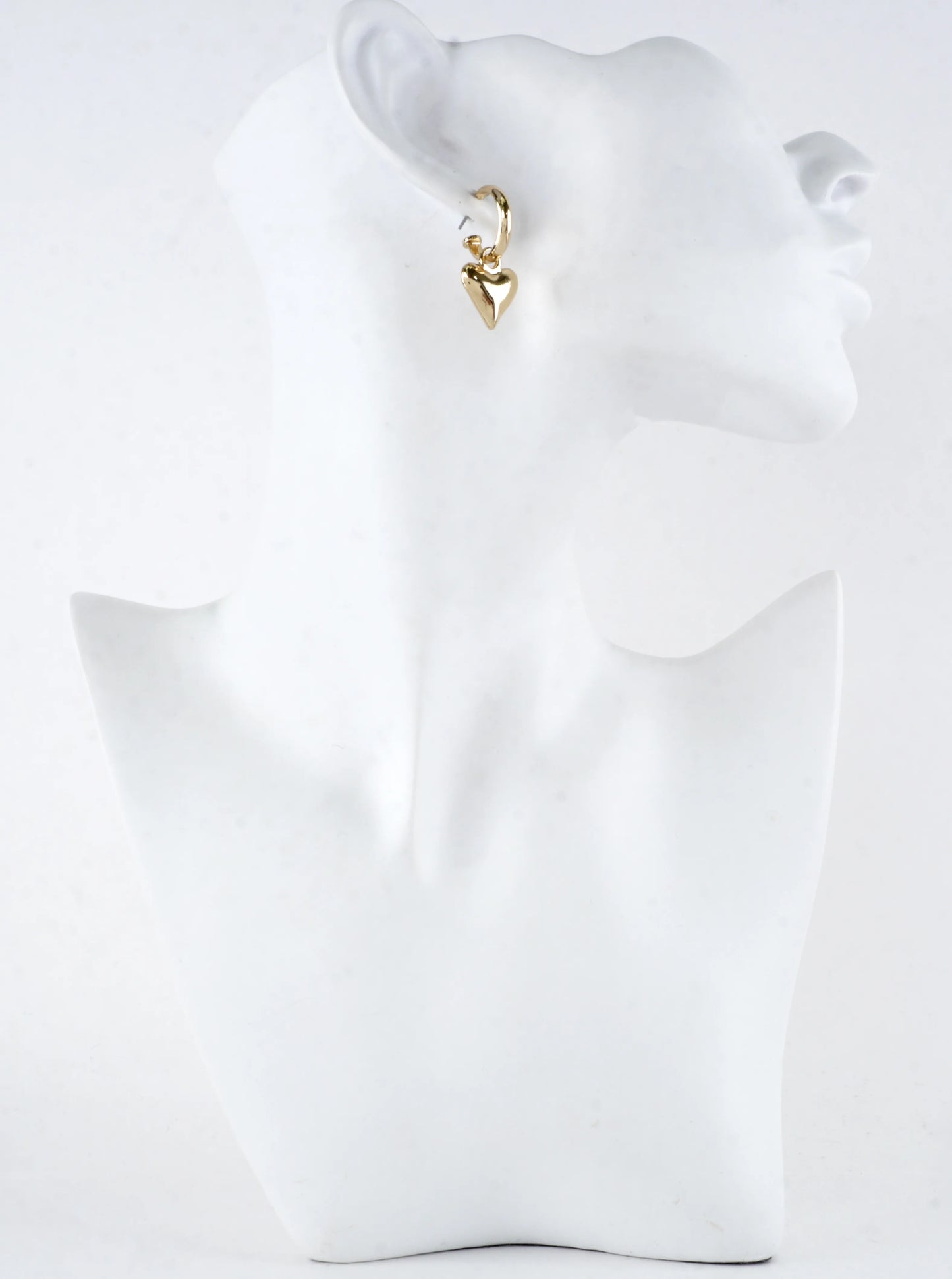 Polished Puffy Heart Drop Hoop Earrings