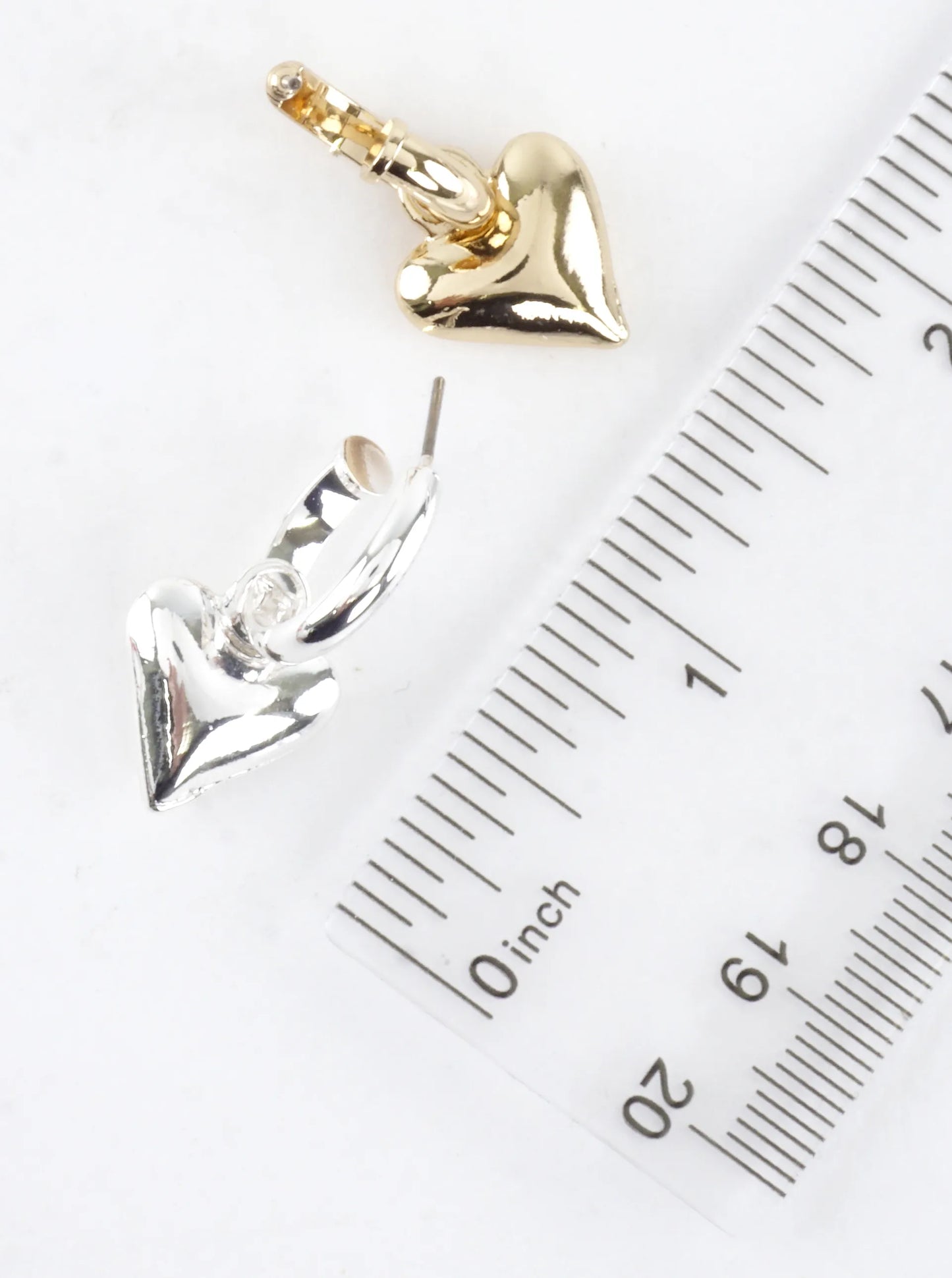 Polished Puffy Heart Drop Hoop Earrings