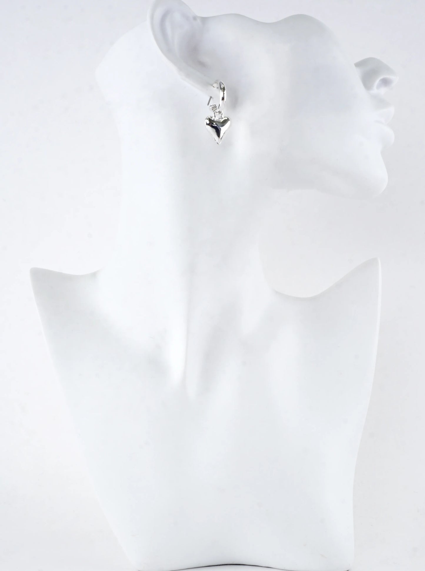 Polished Puffy Heart Drop Hoop Earrings