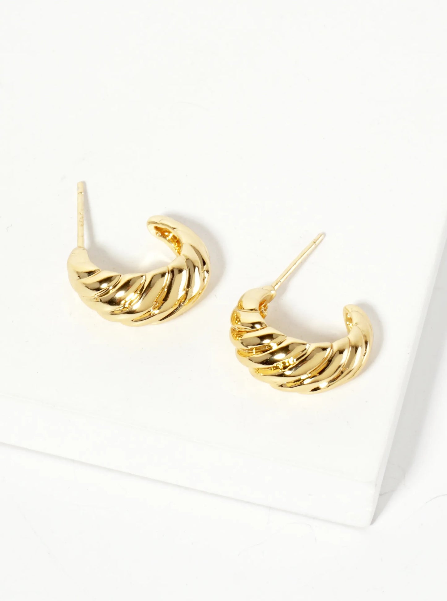 Polished Rope-Texture 15mm 18K-Gold-Dipped Brass Mini Hoop Earrings