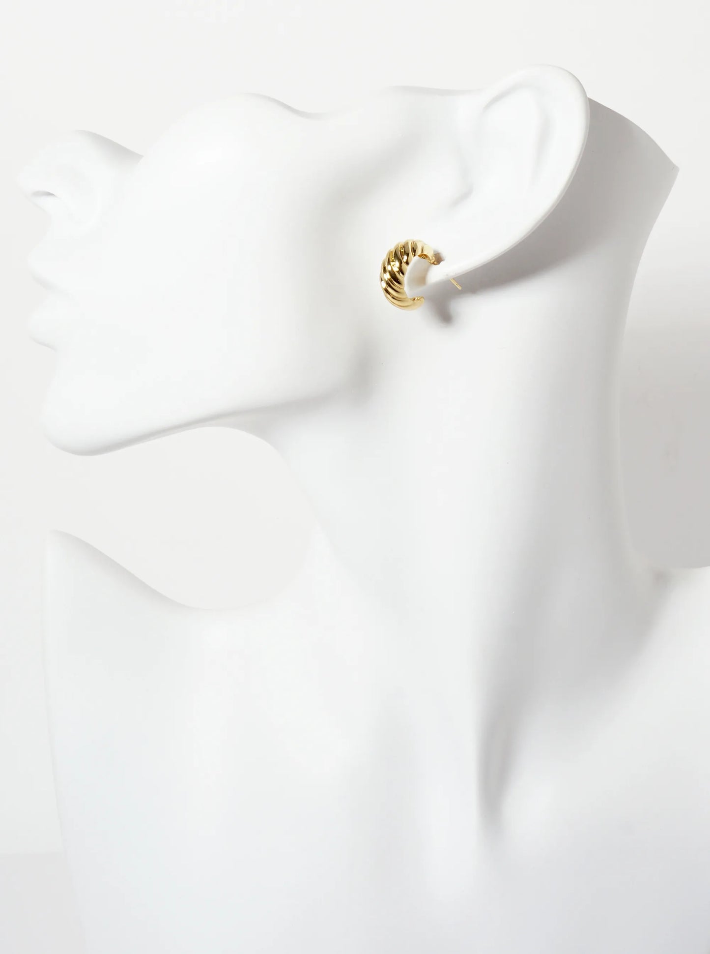 Polished Rope-Texture 15mm 18K-Gold-Dipped Brass Mini Hoop Earrings